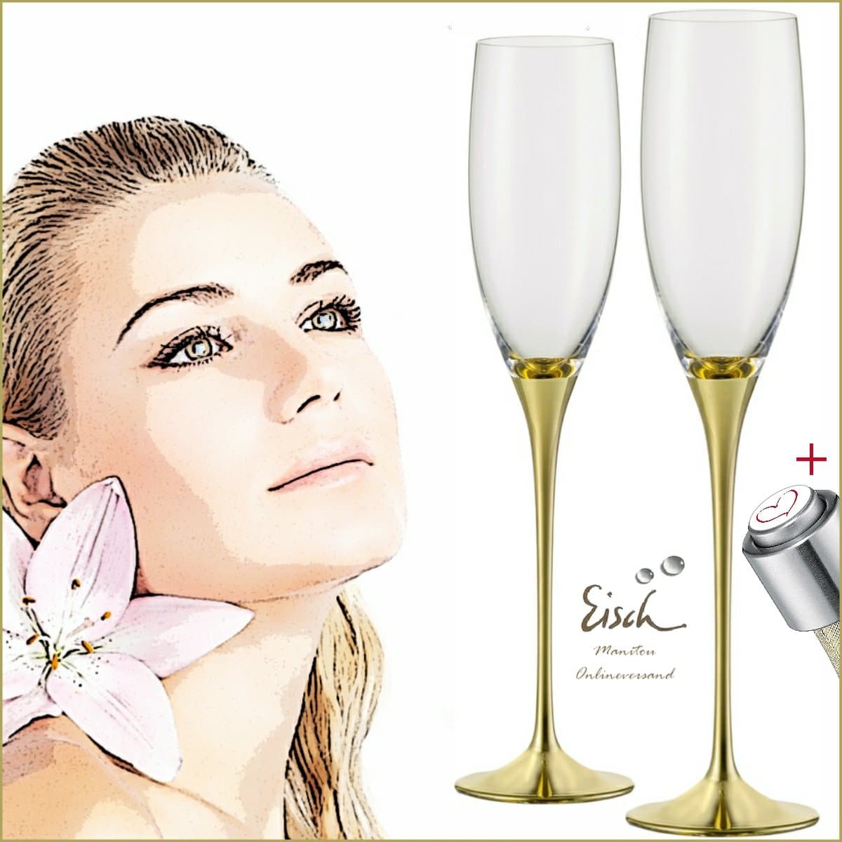 Eisch Champagne Exclusive Gold 180 ml + + + Exclusive FREE PRODUCT; Set of 2 in Gift Box – Champagne Glass Flutes Champagne Flute Champagne Flute Glasses Champagne Glass Champagne Flutes Gold Plating Real Gold Gold Finish Exclusive Top Quality Unusual Slim Thin Festive Brand Elegant Crystal Glass Wedding Groom Luxury Hand-Made Luxury Polished Engraved Handmade Handmade Hand Made Vaten Tins Day Engagement