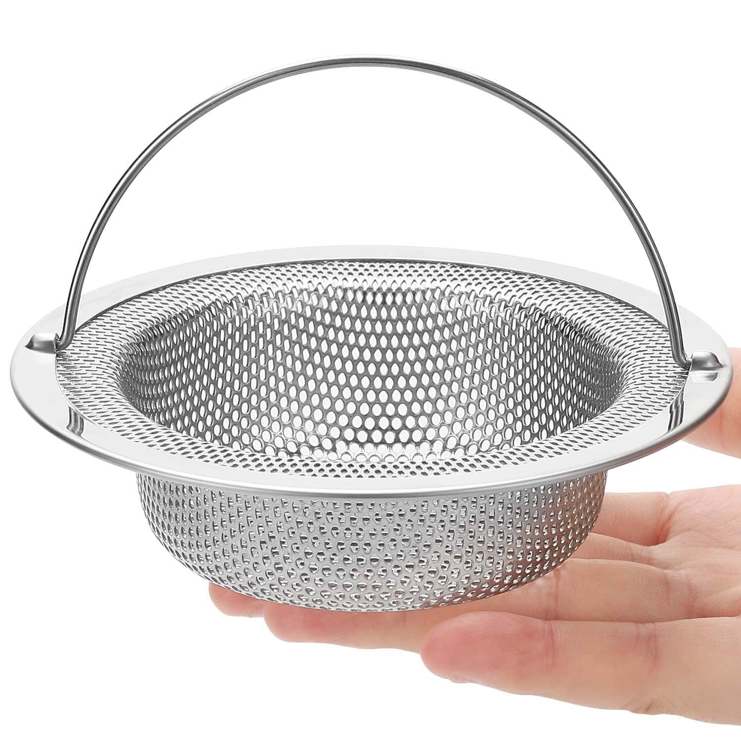 Sink Drains Strainer, Stainless Steel Kitchen Sink Strainers Large Wide Rim 4.5" Diameter