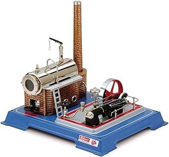 D16 16-Steam Engine, 15L Tank Capacity, Nickel Plated, Realistic Smoking Chimney, Hobby Steam Engine, Toy Figure, White With Brass Accents
