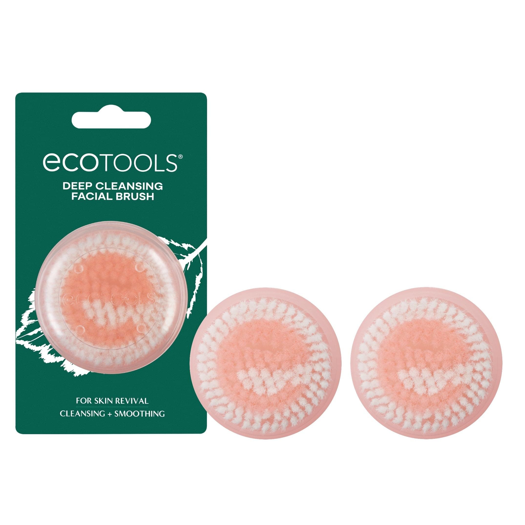 EcoTools Mini Facial Cleansing Brush, Infused with Citrus, Boosts Collagen, Safe for Sensitive Skin, Exfoliates & Clean Pores, Travel Sized, Ecofriendly, Vegan & Cruelty-Free, 1 Count