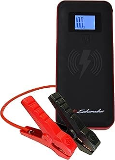 Schumacher Electric Lithium Jump Starter and Portable Power Pack with Patented 10 Watt Wireless Charging Pad, SL1643, 4-in-1, 2000 Amps, 12 Volt, 3 Amp USB Port, LED Light