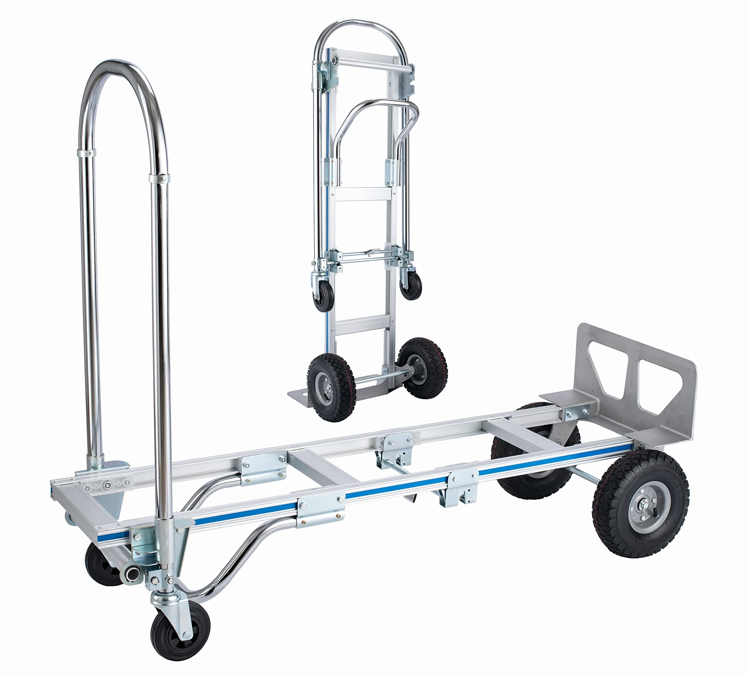 Convertible Hand Truck 1000 LBS Weight Capacity 2 in 1 Heavy Duty Hand Truck Durable Aluminum and Steel Construction with Nose Plate 4 Wheels Hand Truck Dolly