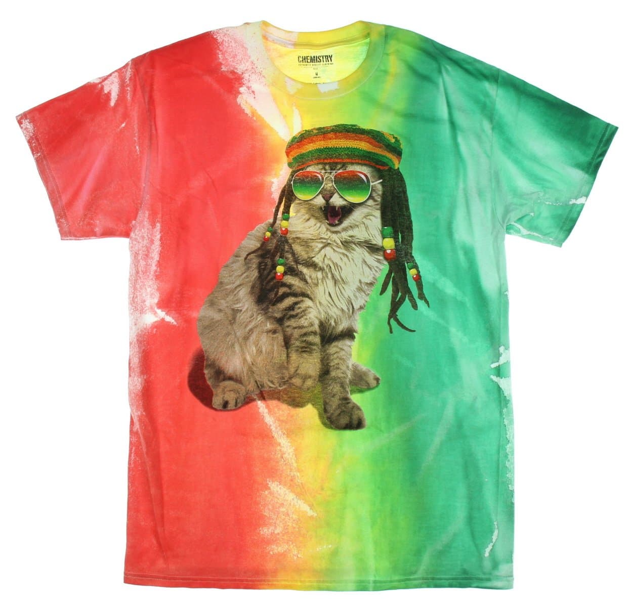 Kitty Cat Rastafarian in Sunglasses Graphic T-Shirt