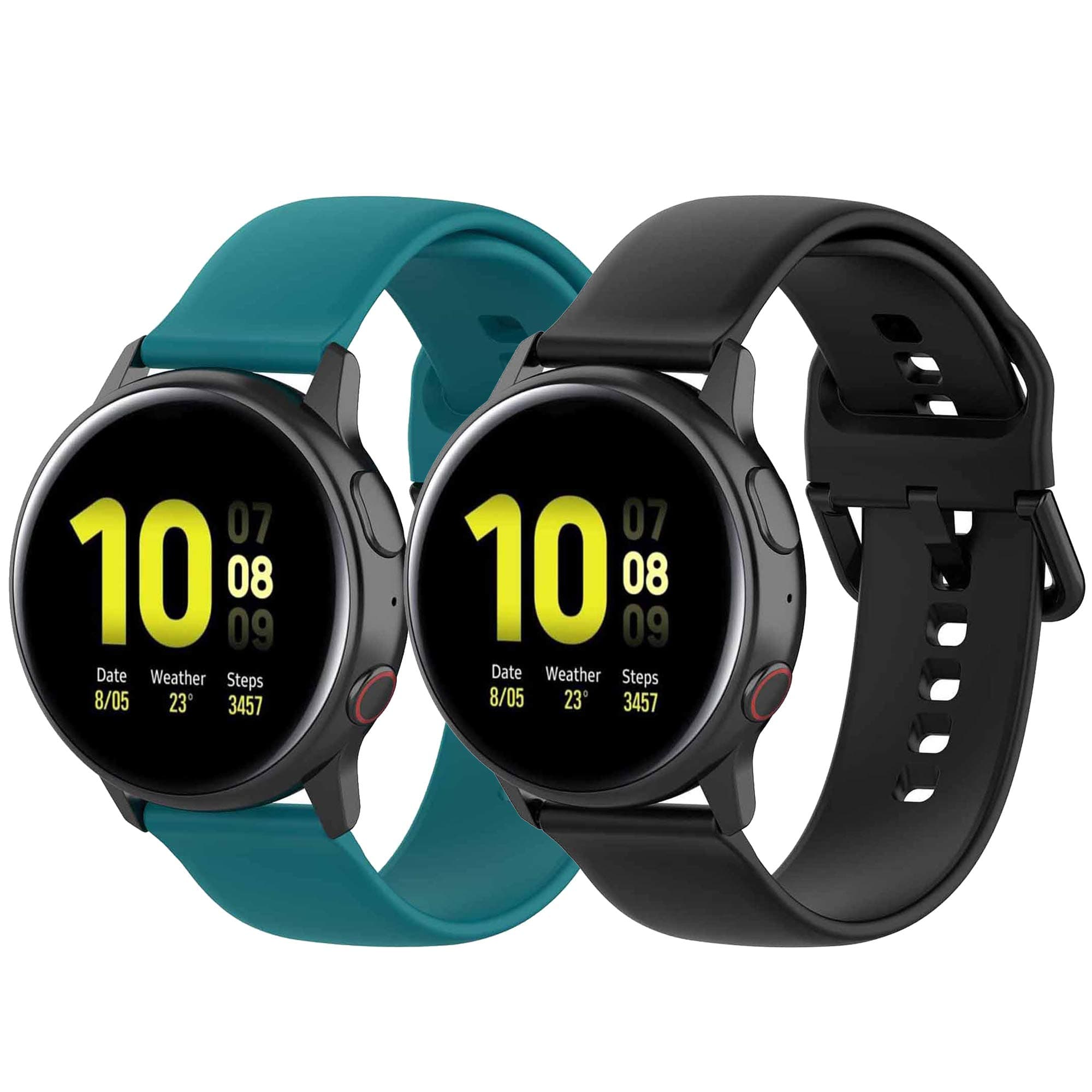 Fit for Samsung Galaxy Watch Active 2 40mm/ 44mm Watch Bands, 20mm Silicone Replacement Band Straps Wristbands Fit for Garmin Forerunner 245 Music for Women Men (Black Green, Small)