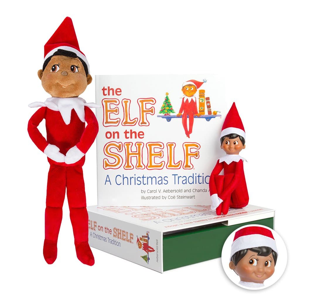 Elf on the Shelf Bundle - The Elf on the Shelf: Christmas Tradition Book with Dark Skin Brown Eyed Boy Scout Elf and Boy Plushee Pal