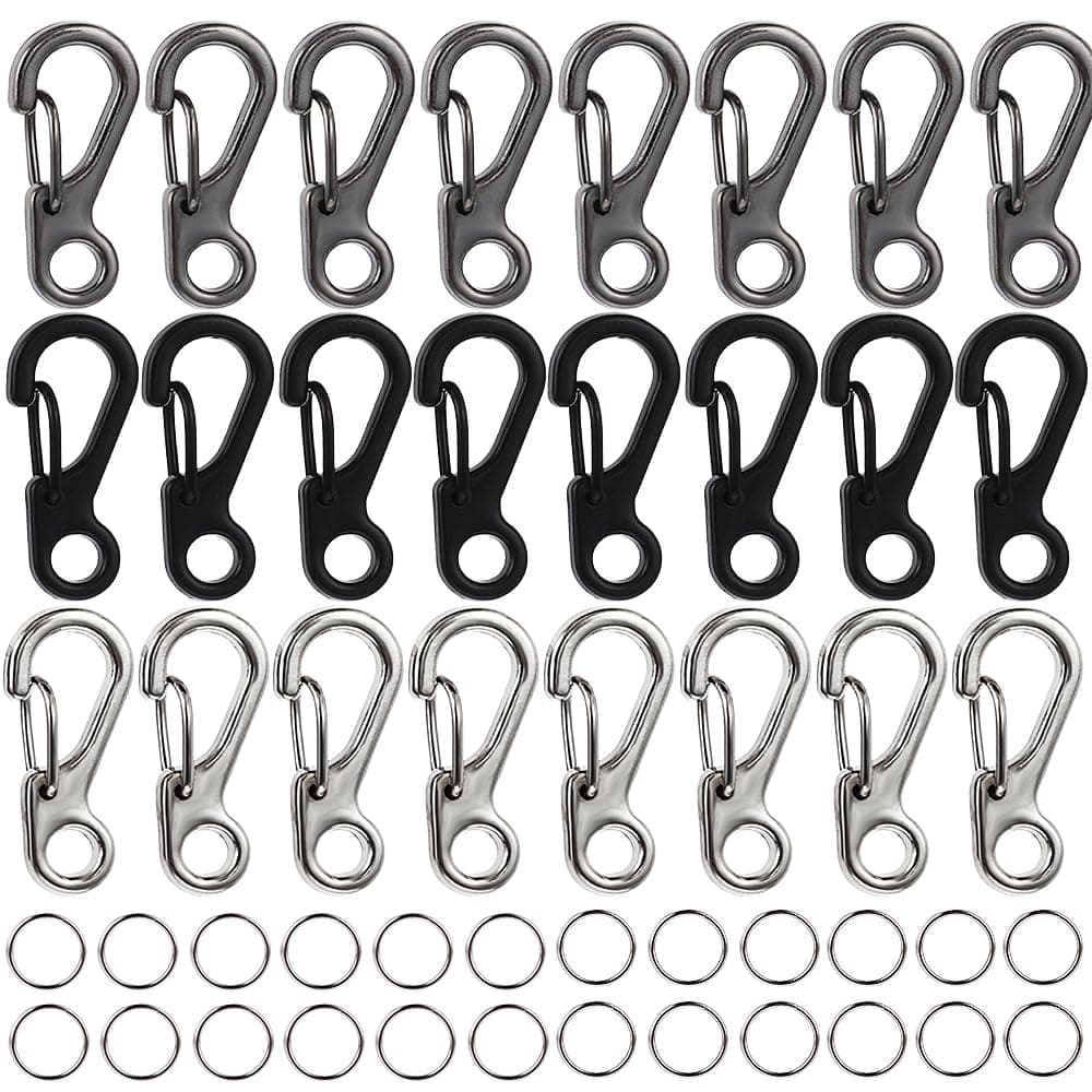 Ouligay 48Pcs Mini Carabiner Clip Key Carabiner Aluminum Keyring Clips Snap Hooks for Backpack Travel Camping Hiking Outdoor Edc Survival Gear
