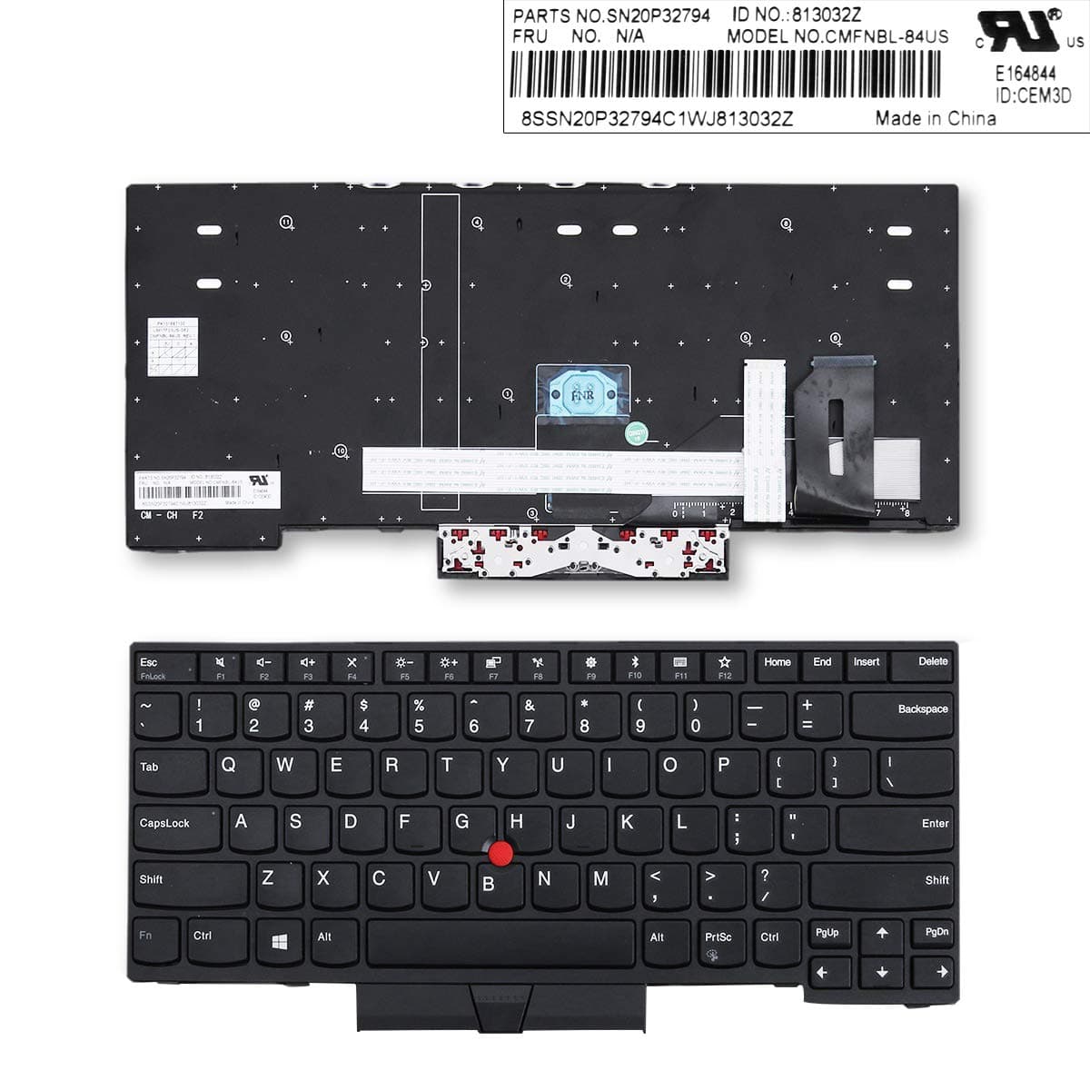 Laptop Replacement Keyboard for Lenovo ThinkPad E490 E495 T490 L490 E480 E485 L480 T480s Laptop Replace Black (No Backlight)