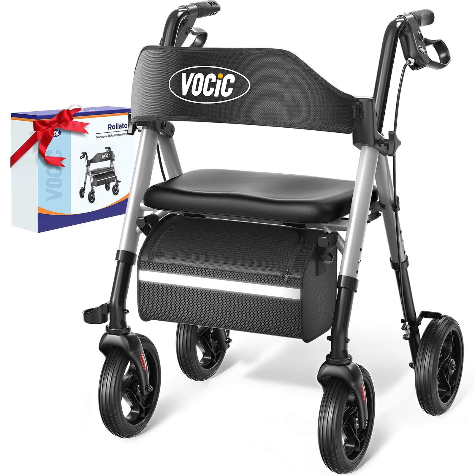 - VOCIC Walkers for Seniors, Z21 Rollator Walker with Seat Supports 350lb, 8" Big Wheels for All Terrain, Ergonomic Arc Seat & 6" Ultra Backrest Foldable Walker, Dual Height Adjustment, Lightweight 2025
