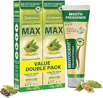 Bentodent Toothpaste | Natural, Fluoride Free, Foam Free & SLS Free (100g (pack of 2), Cardamom)