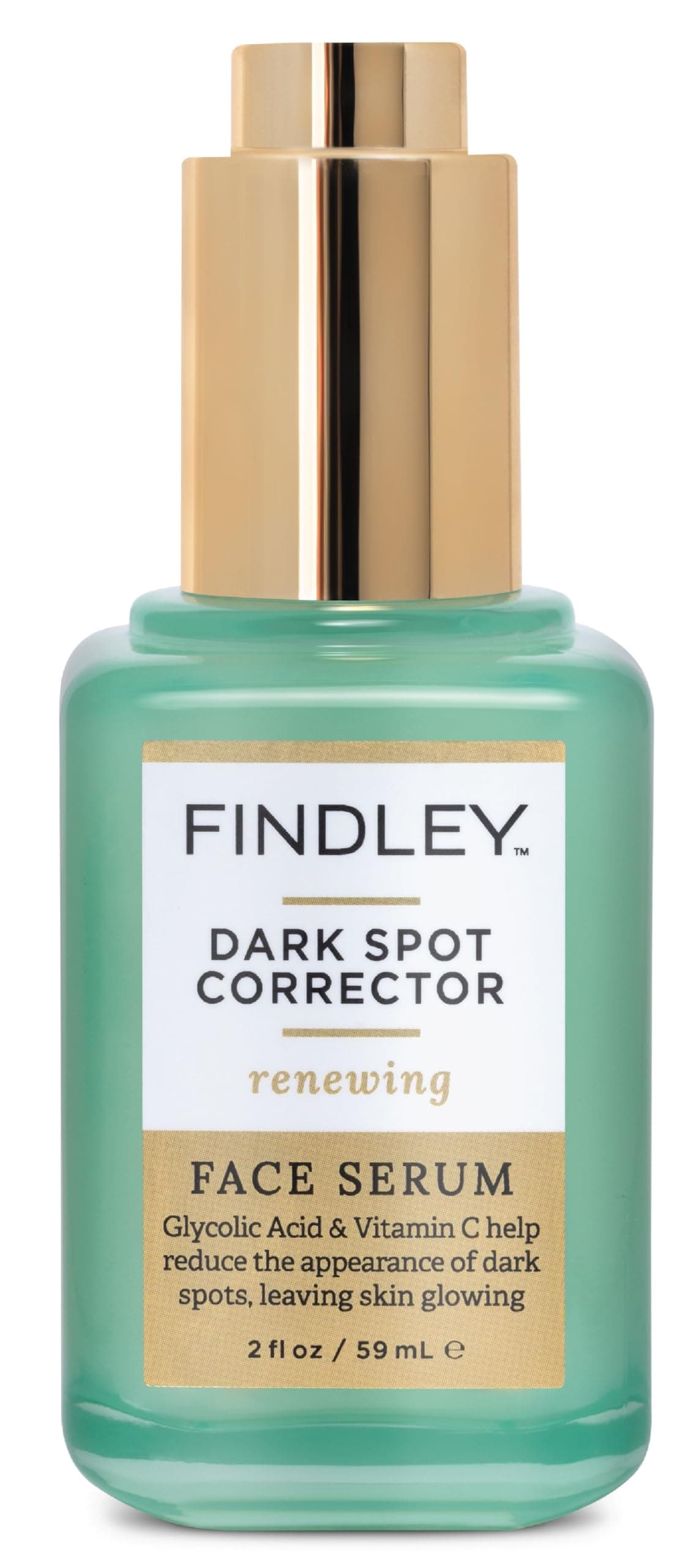 Findley Dark Spot Corrector Renewing Face Serum with Glycolic Acid & Vitamin C - Reduces Dark Spots & Signs of Aging | Hydrating (2 Fl Oz)