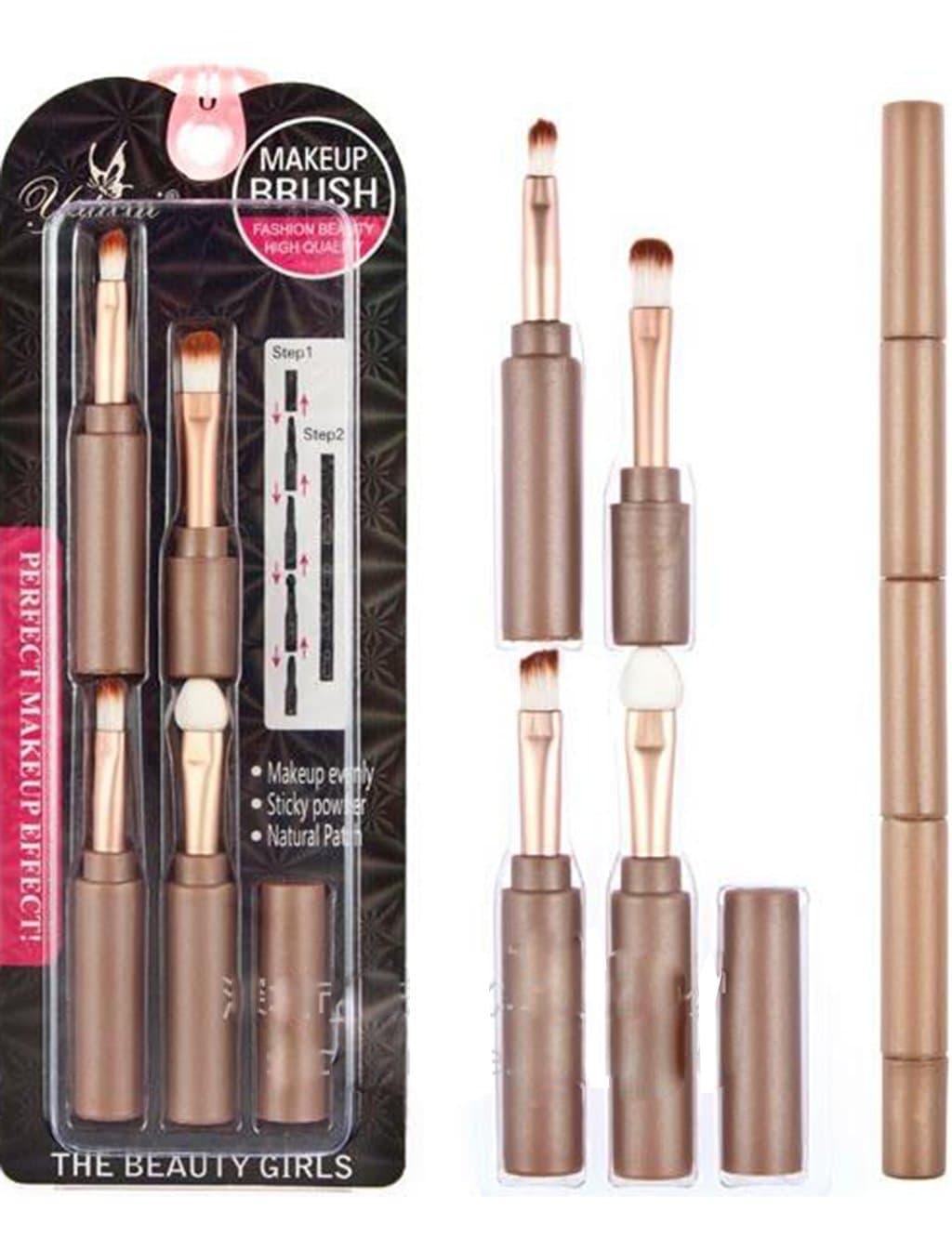 Useful 4 in 1 carry telescopic lip brush eyeliner concealer makeup