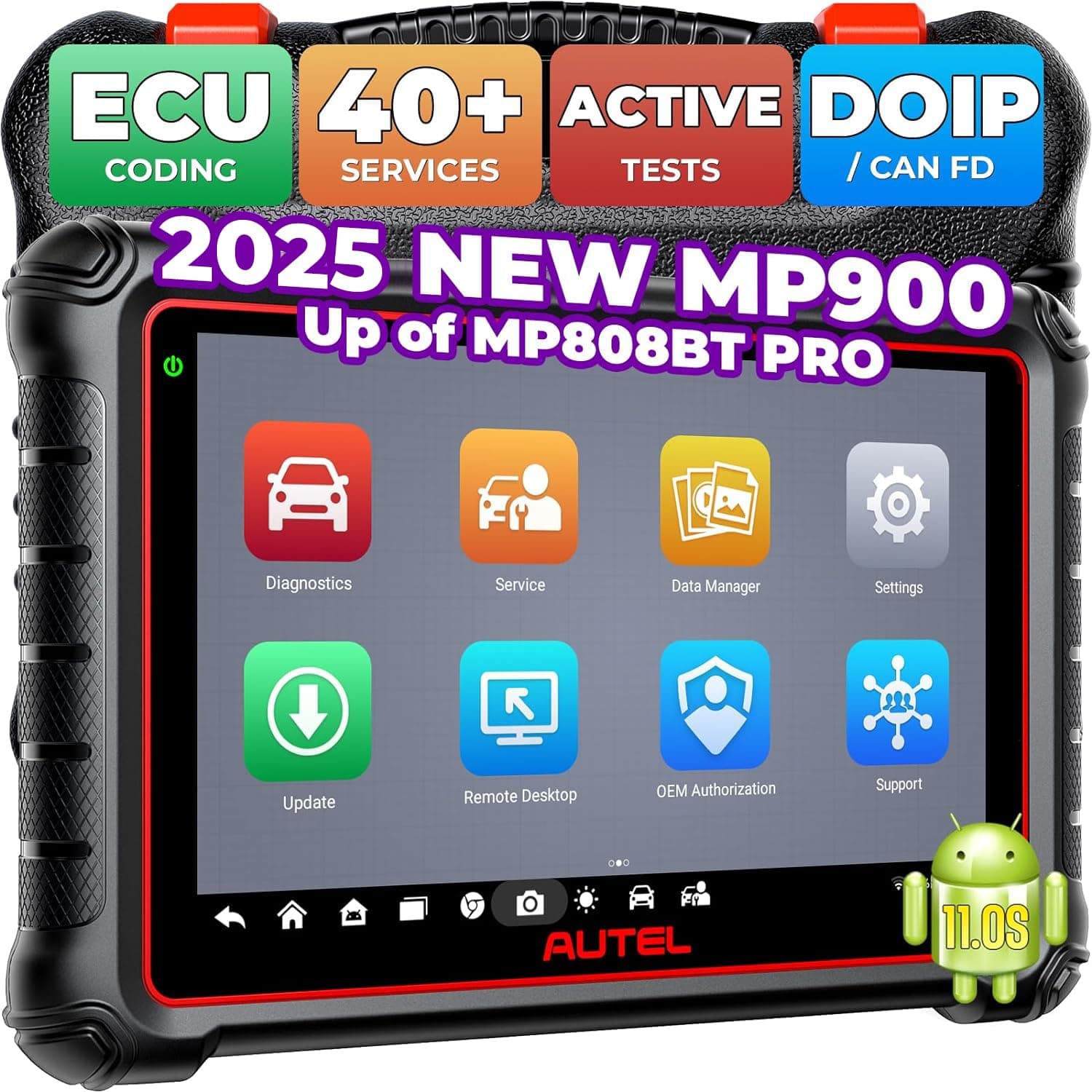 Autel MaxiPRO MP900 Scanner, 2025 DoIP/CAN-FD MP900, Same as MP900BT, Upgraded of MP808BT PRO MS906BT MP808S DS808 MX900, Pro ECU Coding, 3000+Bidirectional, 40+ Services, Auto VIN, OS 11,FCA SGW