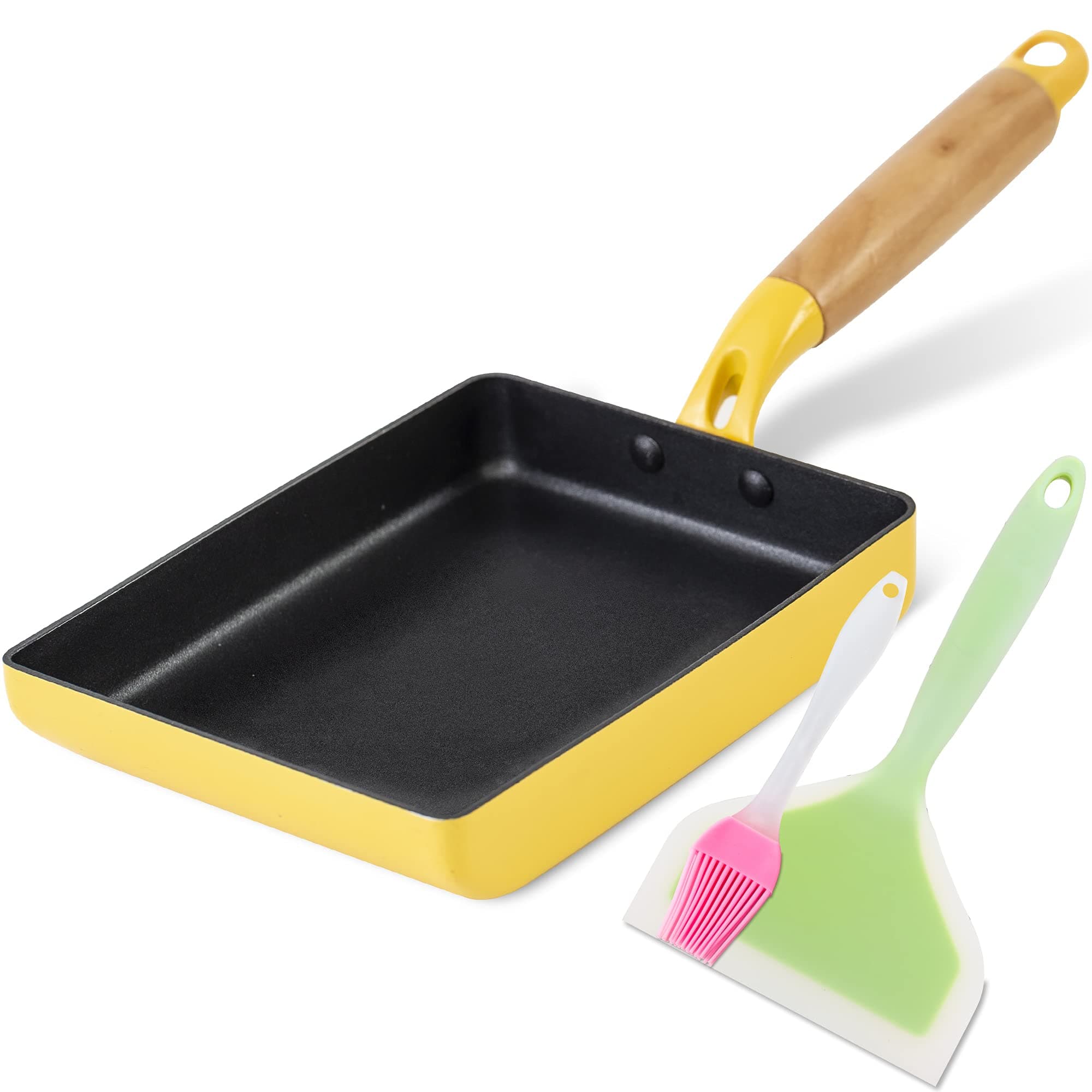 ROCKURWOK Japanese Omelette Pan Nonstick Tamagoyaki Egg Pan, Retangle Small Frying Pan, 7” x 5”, Yellow