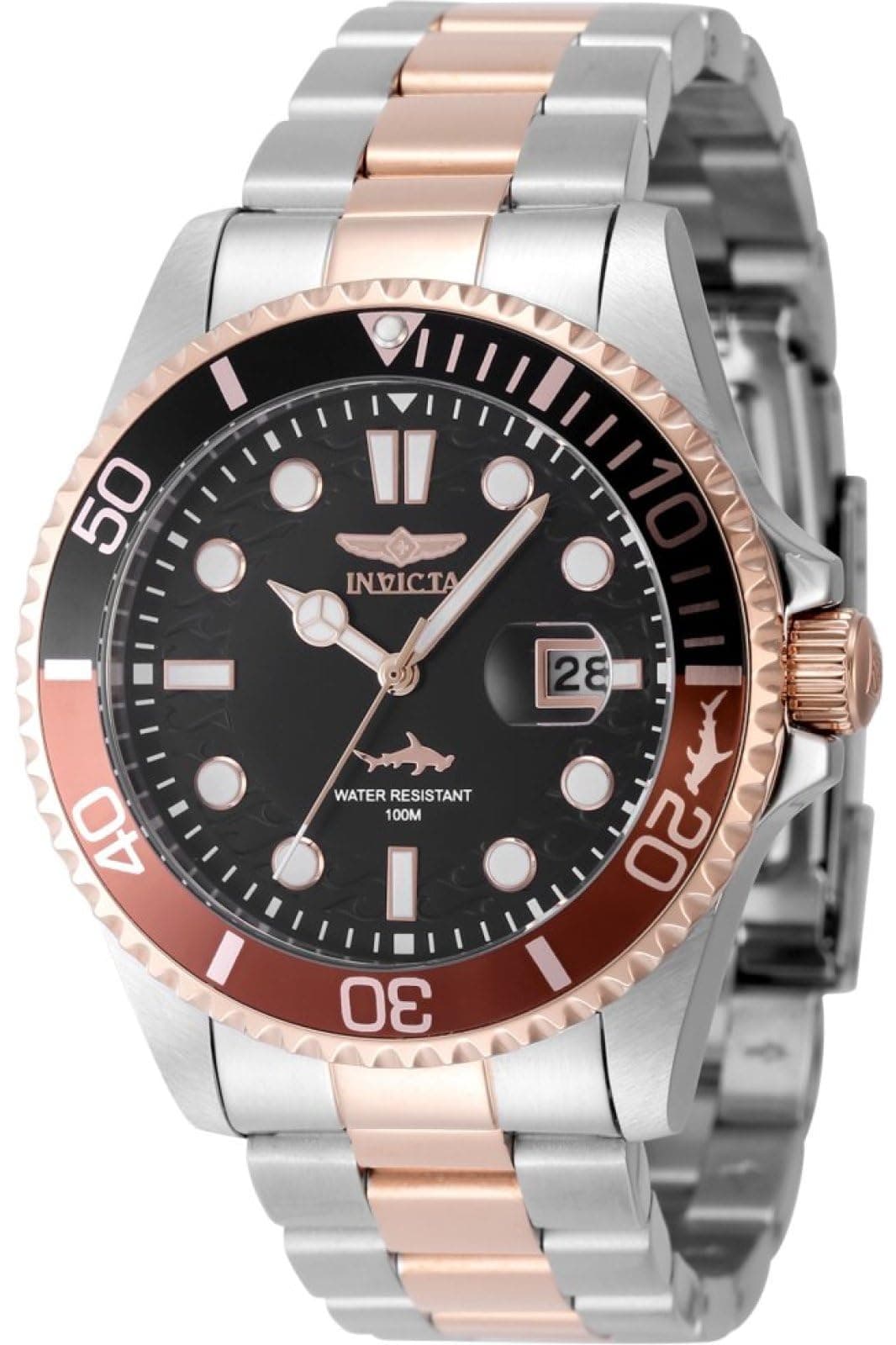 Invicta Stainless Steel Pro Diver Black Dial Men's Analog Multicolor Band Watch - 44717, Black, Black, Bracelet Type