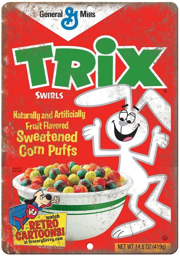 Trix Cereal General Mills Vintage Box Art 10" x 7" Reproduction Metal Sign N210