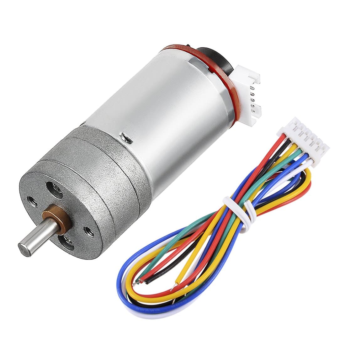 uxcell Gear Motor with Encoder DC 12V 201RPM Gear Ratio 21.3:1 D Shaft Metal Encoder Gear Motor Silver 25Dx49L mm for Robot RC Car Model DIY Engine Toy