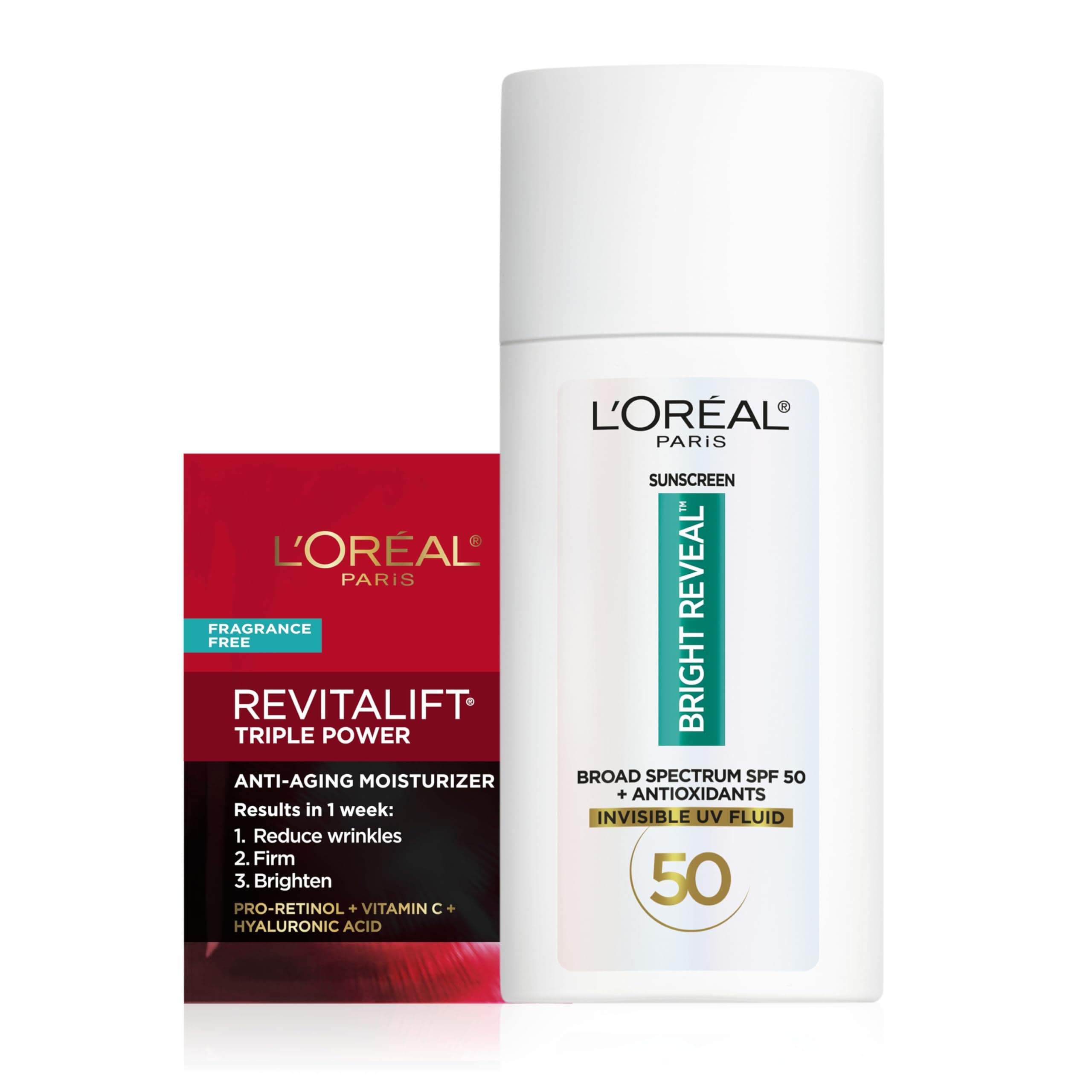 L’Oréal Paris L'Oreal Bright Reveal Broad Spectrum Daily SPF 50 UV Lotion, 1.7 fl oz + Moisturizer Sample