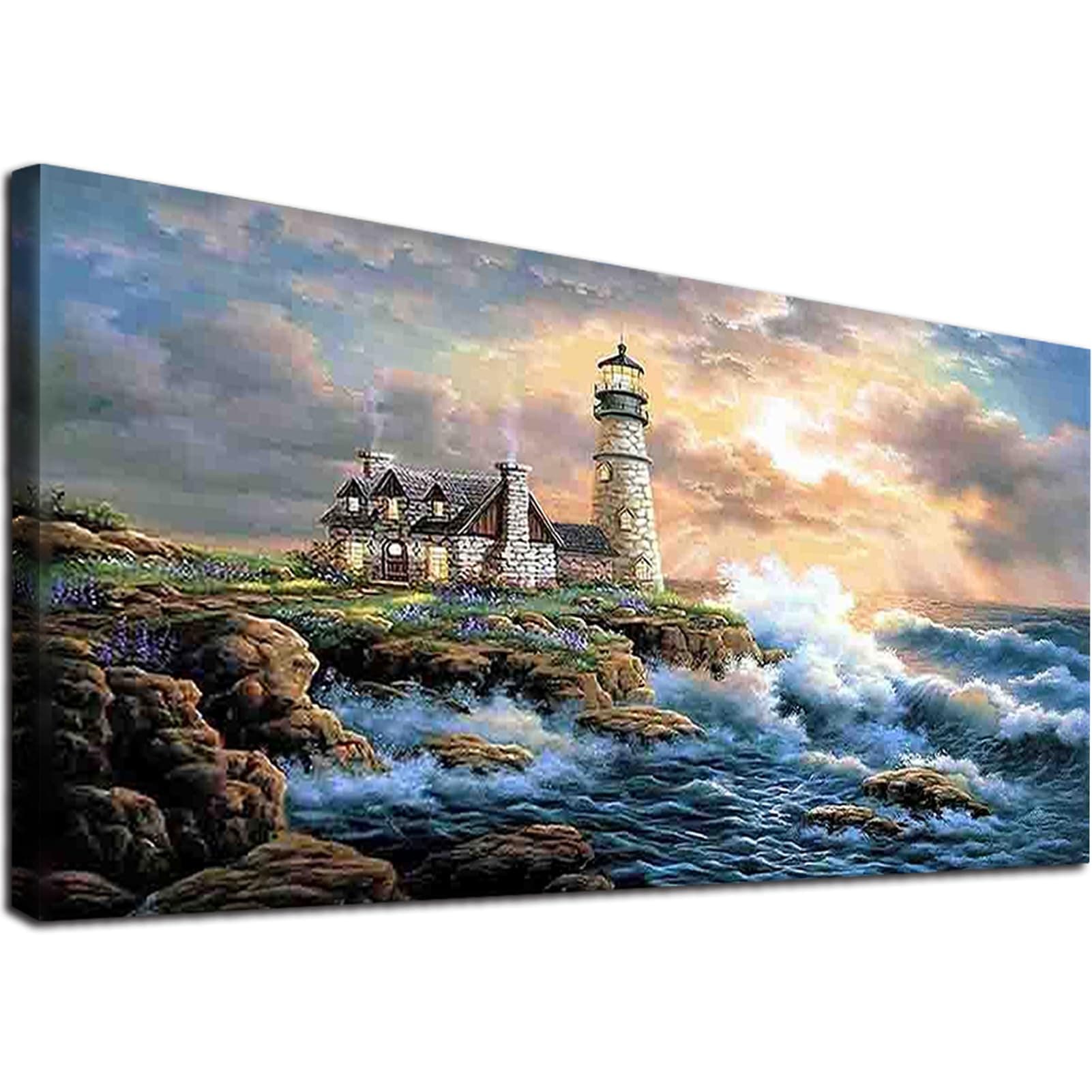 JATOK Large Diamond Painting Kits for Adults (35.5 x 15.7 inch) DIY 5D Lighthouse Full Round Drill Crystal Rhinestone Embroidery Pictures Arts Paint by Diamond Art Kits for Home Wall Decor Relax