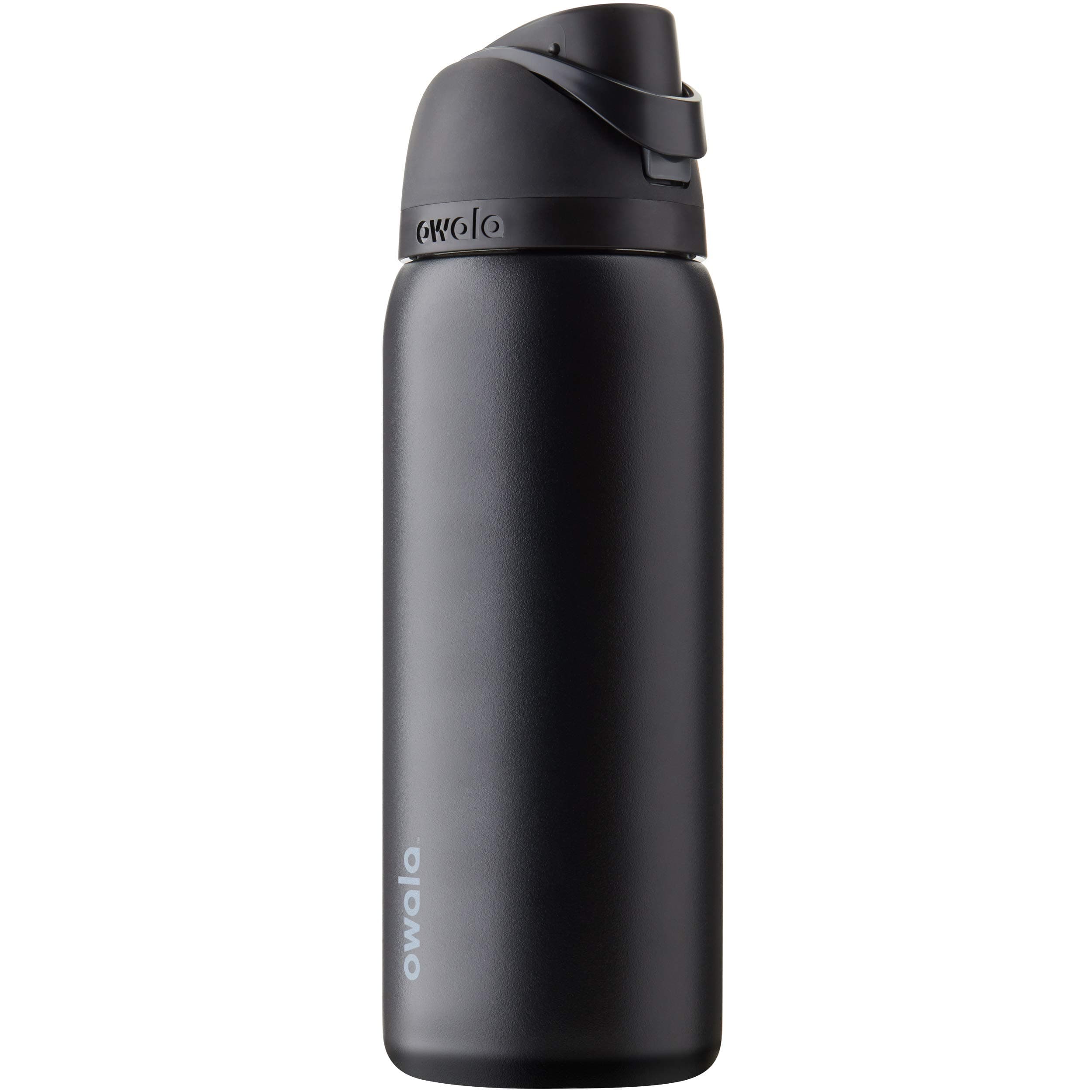 FreeSip Insulated Stainless-Steel Water Bottle with Locking Push-Button Lid, 32-Ounce, Very, Very Dark