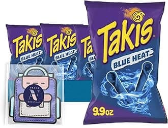 Takis - Lavinia Essentials Bundle: 6-Pack of Blue Heat Sharing Size Bag, Hot Chili Pepper Rolled Tortilla Chips 9.9 oz Bag + 1 Utility Prop