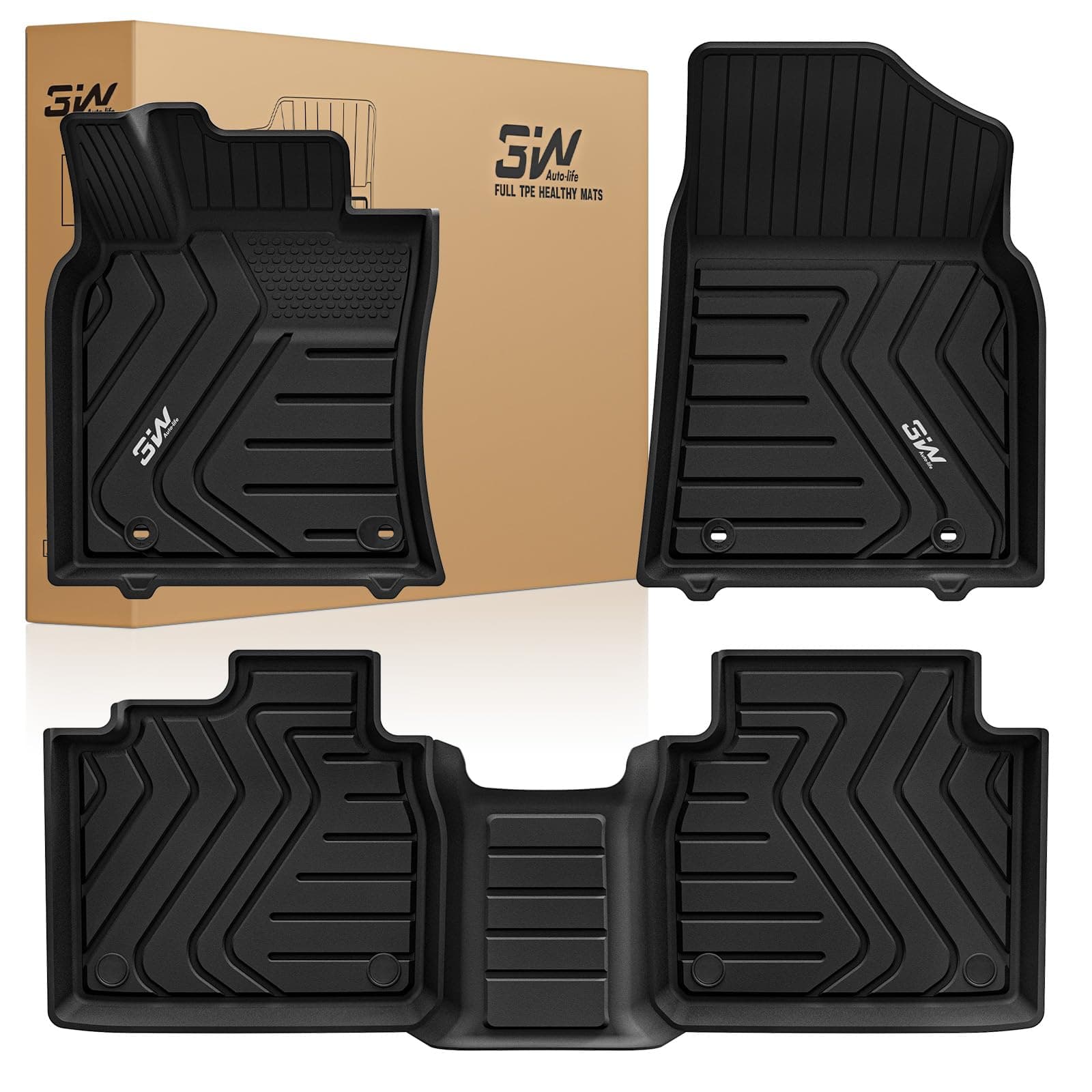 Floor Mats Fit Lexus ES (2019-2024 ES350/ES300h & 2025 ES300h/ES Hybrid), TPE All Weather Custom Fit Floor Liner for Lexus ES 1st and 2nd Row Car Mats, Black