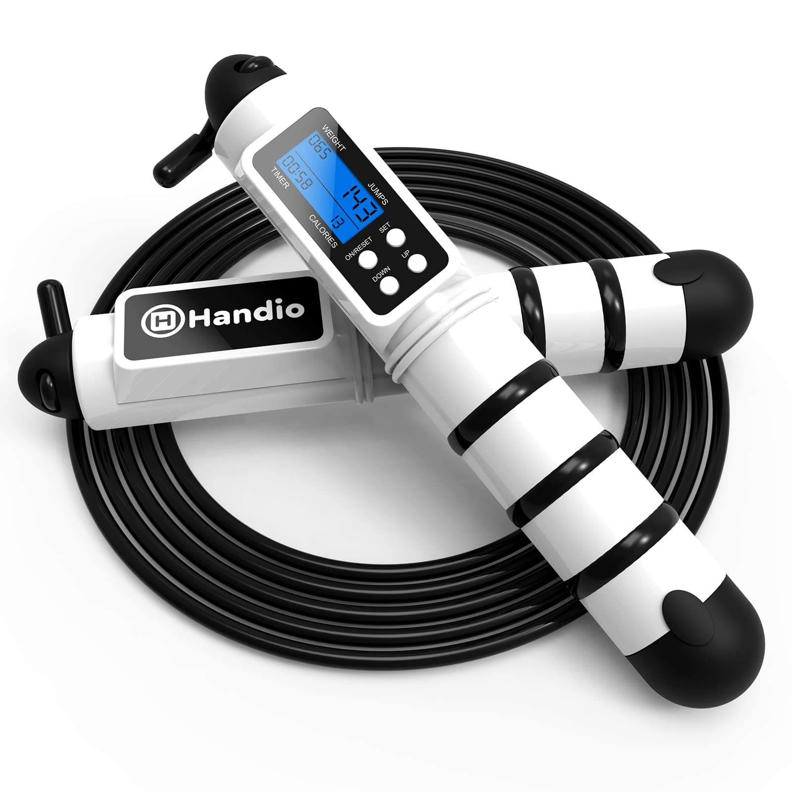 Jump Rope, H Handio Jump Rope with Counter, Workout Jumping Rope with Steel Ball Bearings, Adjustable Length Speed Skipping Rope for Men Women Kids Home Gym, Crossfit, Fitness Exercise