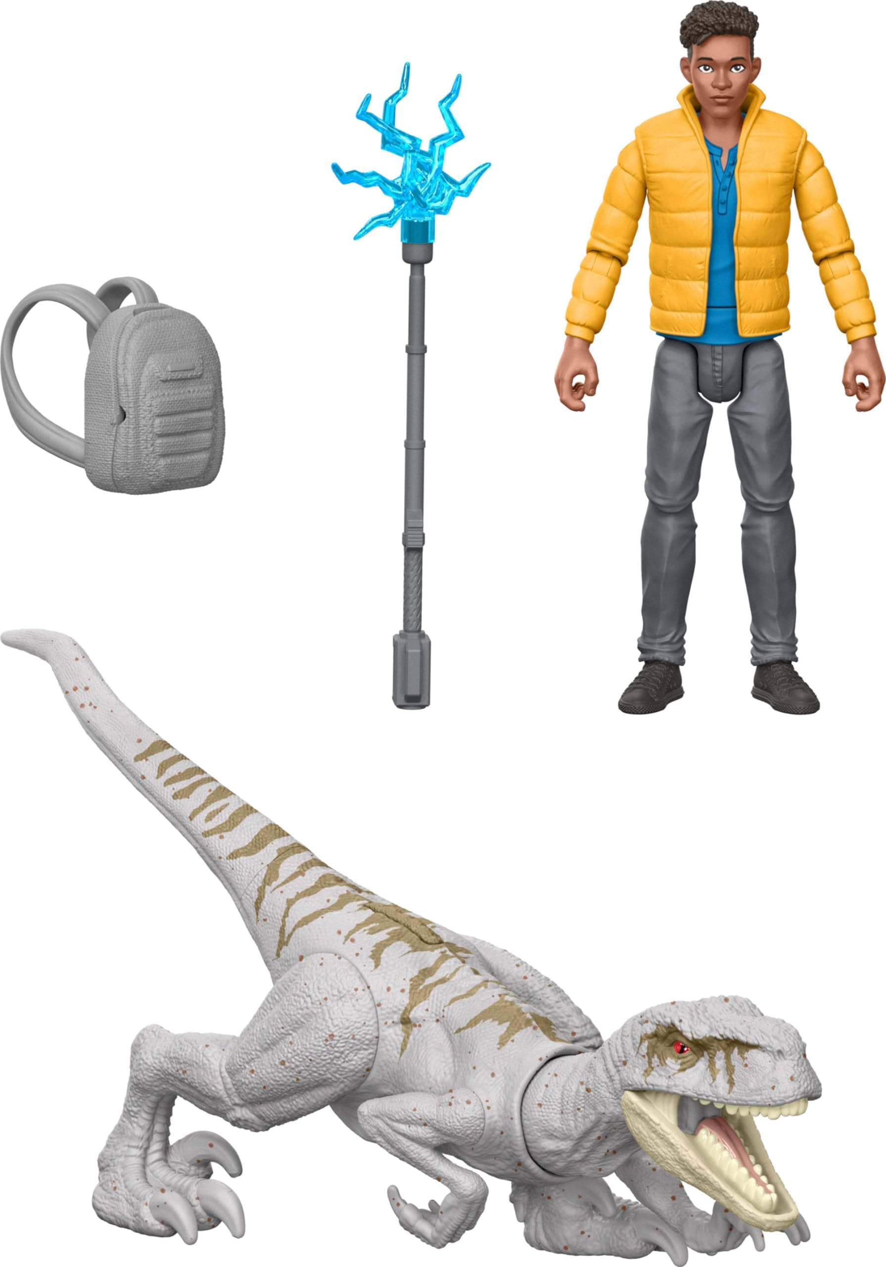 Mattel Jurassic World: Chaos Theory Set with 2 Action Figures, Encounter Pack with 3.75-inch Scale Darius & Atrociraptor Ghost Plus 2 Accessories