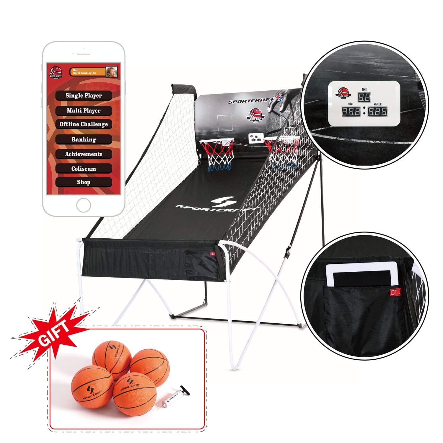 Sportcraft Cyber Basketball Arcade Double Hoop Shot Basketball Arcade Conventional + Online App Game