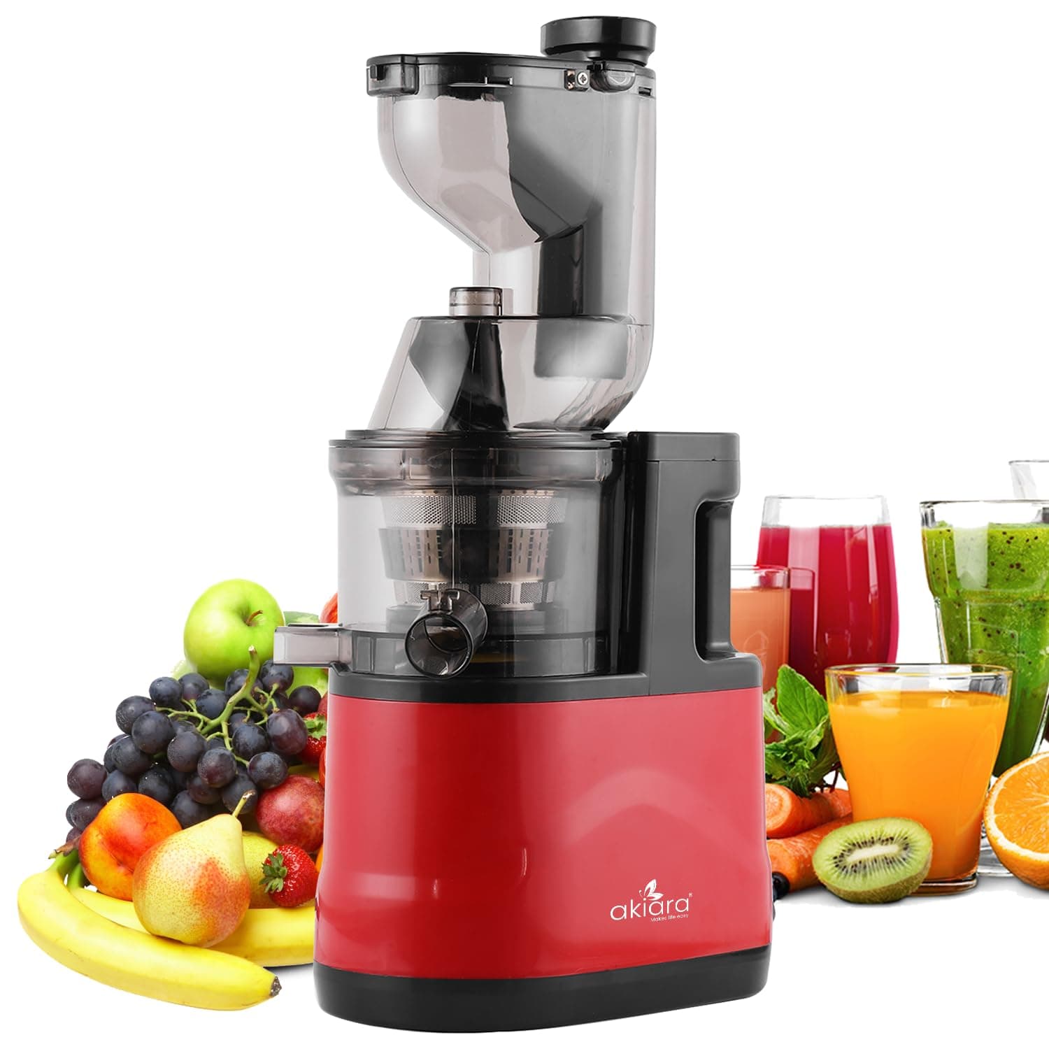 akiara - Makes life easy Cold Press Juicer For Home - Electric Slow Juicer Machine For Fresh, Healthy Cold Compressed Fruit Juices - Perfect For Convenient Home Juicing, 300 Watts