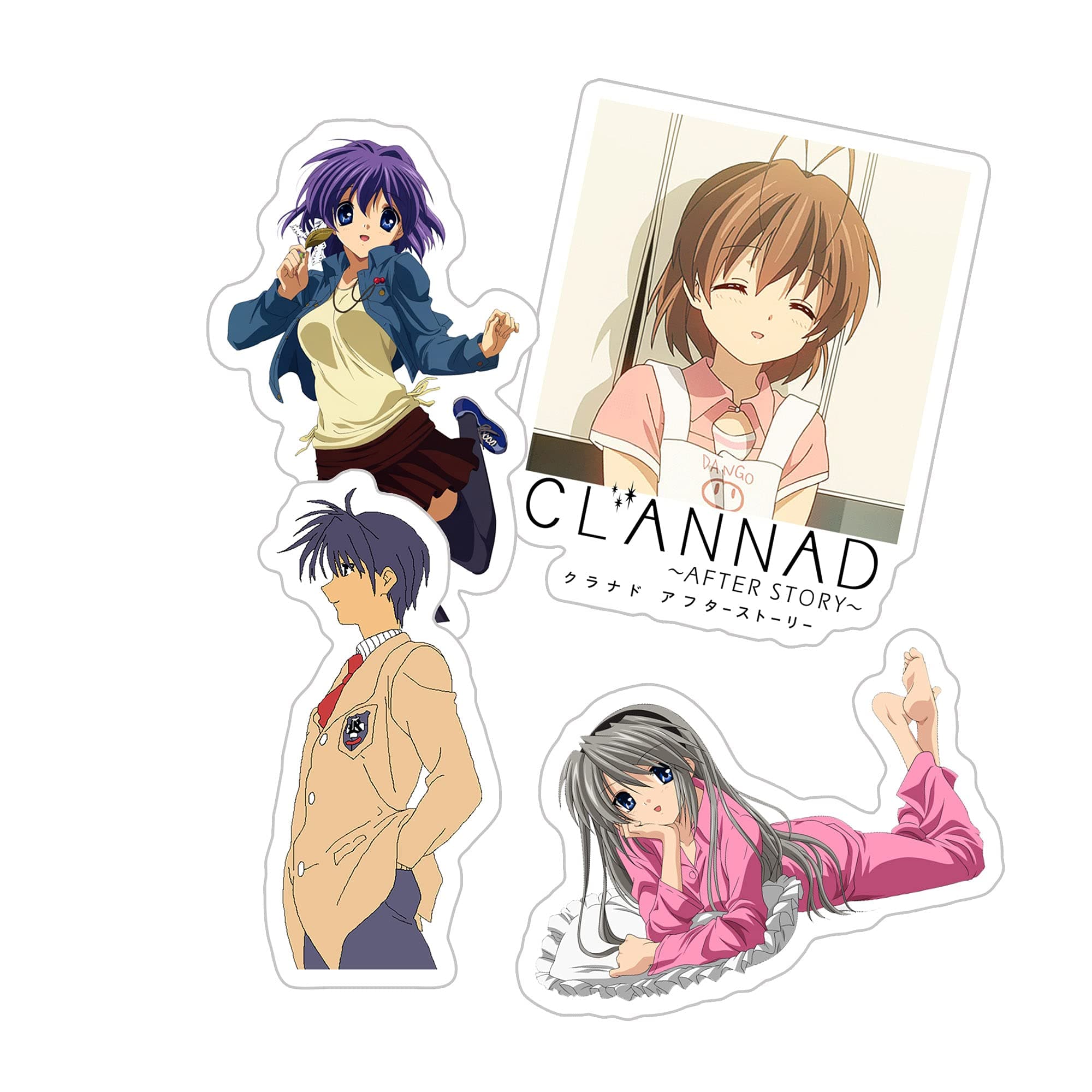 Clannad Tomoya Okazaki Nagisa Furukawa Ryou Fujibayashi Tomoyo Sakagami Funny Sticker for Phone, Laptop, Skateboard, Car