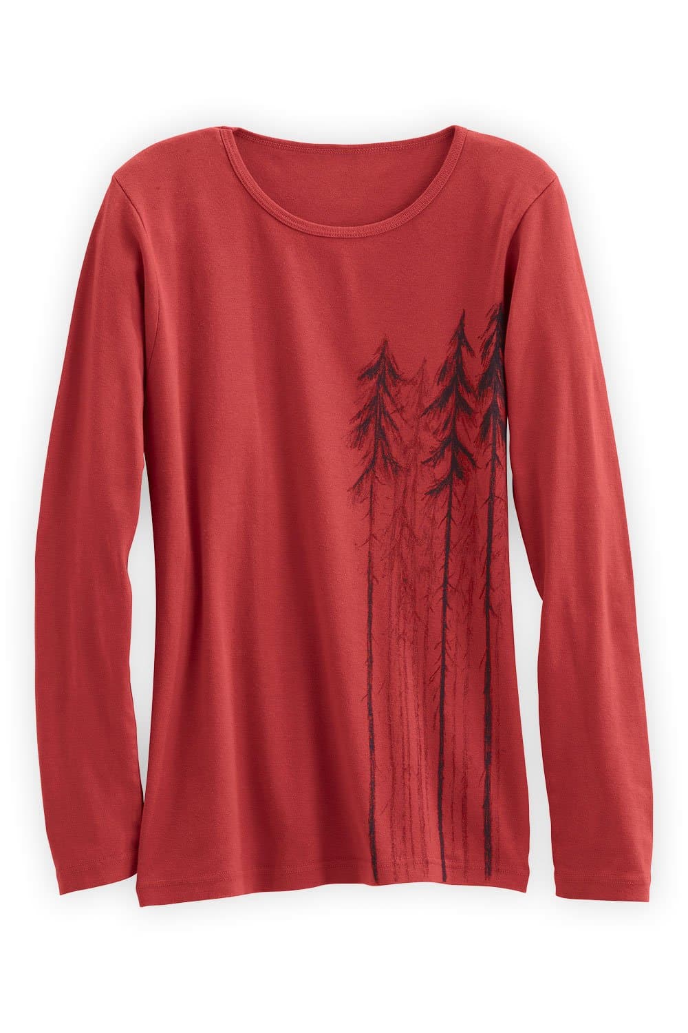 Green 3 Long Sleeve Trees Organic Made in USA T-shirt (L, Red)