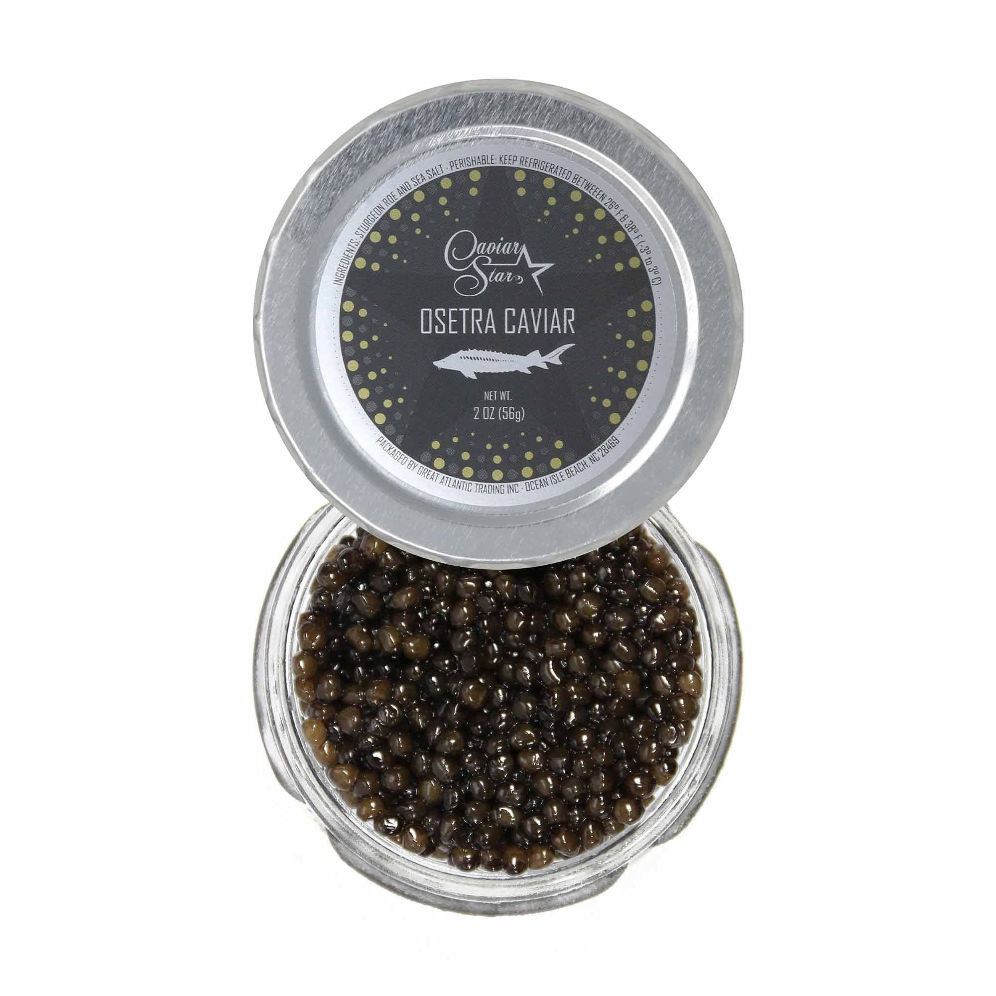 Caviar Star - Premium Black Caviar Sturgeon from Sustainable Farms - Exquisite MALOSSOL Osetra Sturgeon Caviar - Fresh Russian Caviar Food - Gourmet Culinary Experience - 2 Ounce