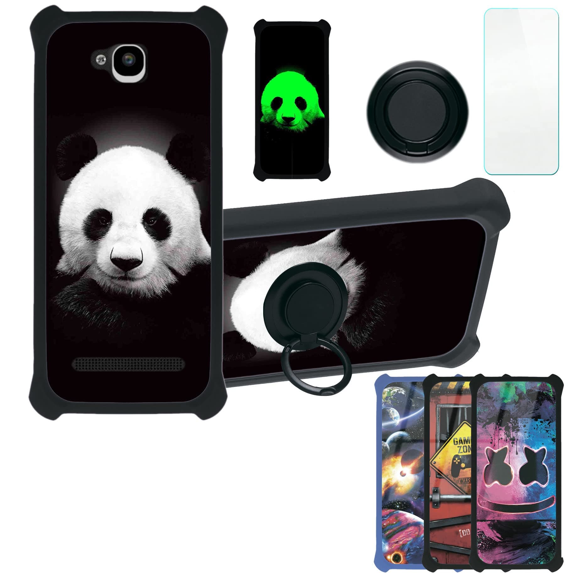 Case for Konrow Coolsense Simply Case Compatible with Konrow Coolsense Simply Phone Case Cover [with Tempered Glass Screen Protector][PC + TPU 2 in 1][Ring Support] [Luminous Effect] YGH-HBX