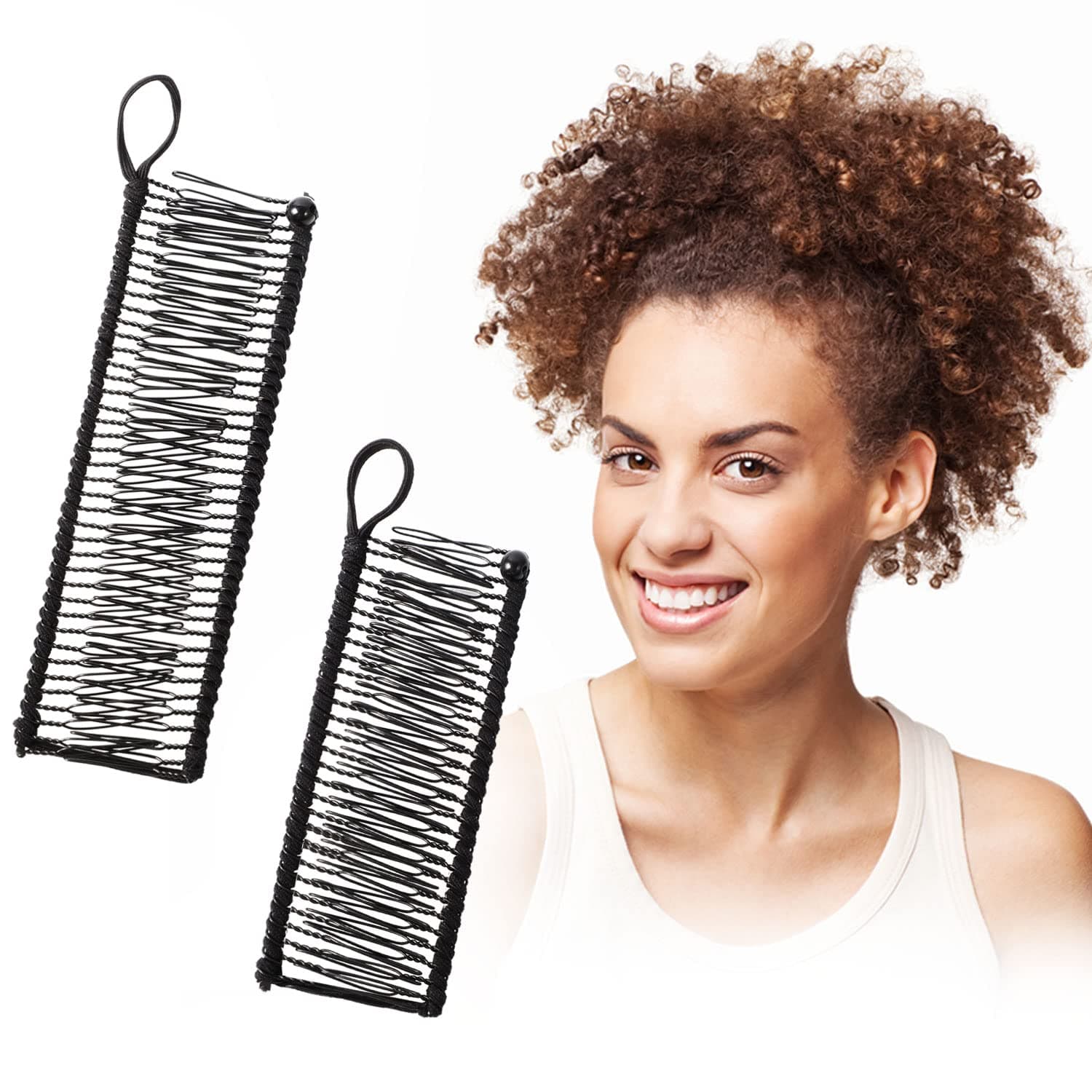 2 Pcs Banana Hair Clips, 30 Teeth + 40 Teeth Stretch Banana Clips, Adjustable Non Slip Ponytail Holder, Vintage Hairpins Comb for Women Girls Thick Curly Hair