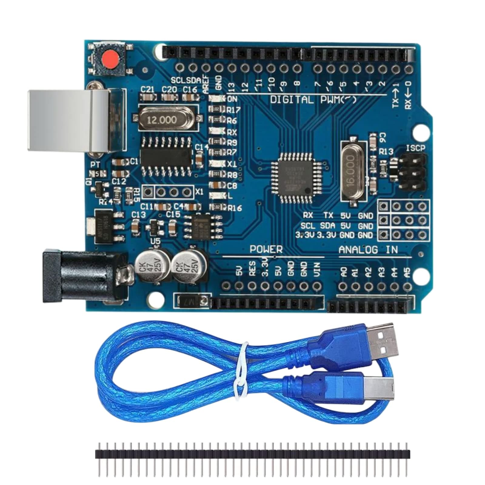 BtoociyaUNO R3 Board ATmega328P with CH340G Chip Compatible with Arduino UNO R3 Mega 2560 Nano Robot for Arduino IDE AVR MCU Learner K53,with Straight Pin Header and USB Cable