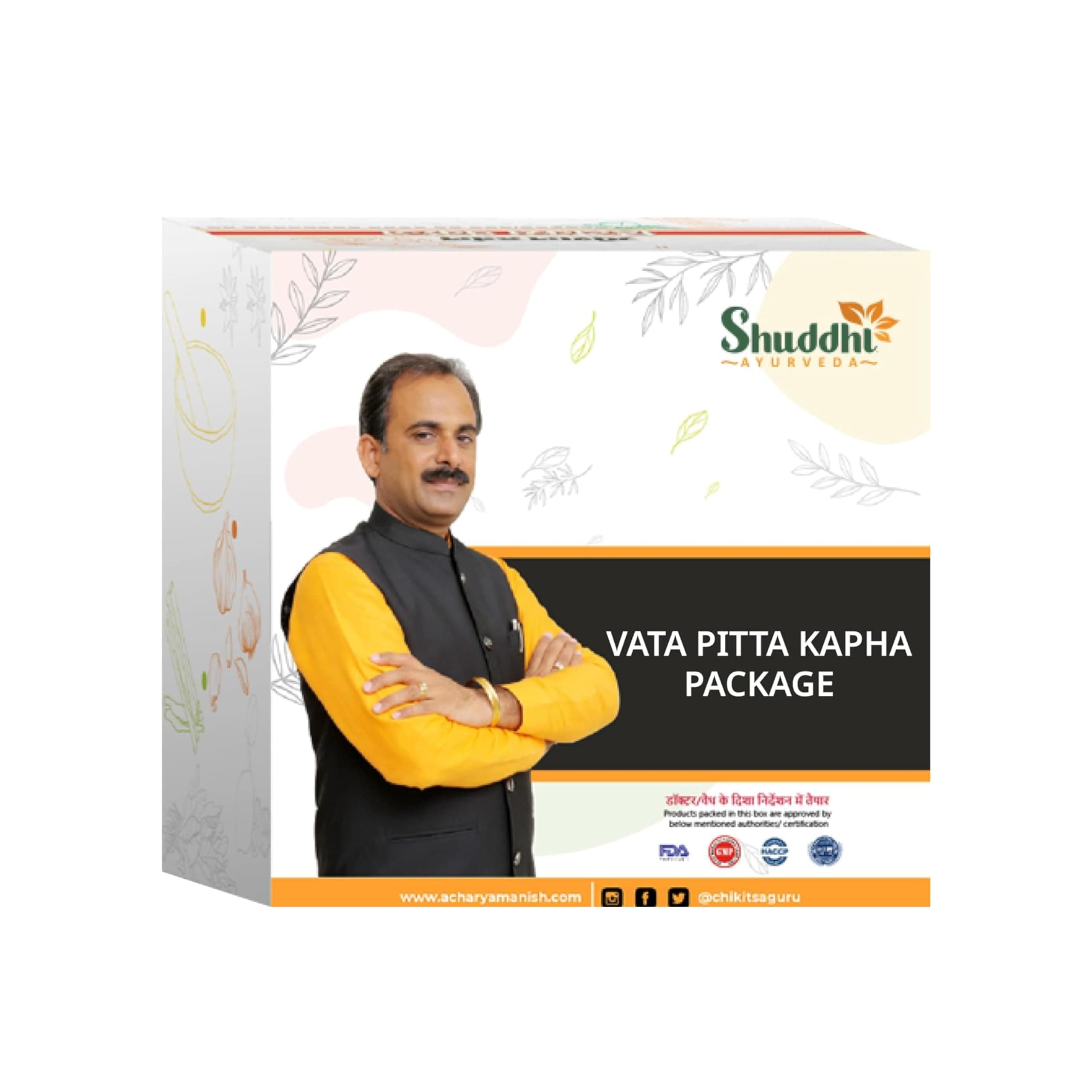 Shuddhi Vata, Pitta & Kapha Combo Package With Herbal Tea | Immunity Booster | Balance Pitta Dosha | Reduce Stress & Improve Digestion | Ayurvedic Kit For Wellness & Detox 20 Days