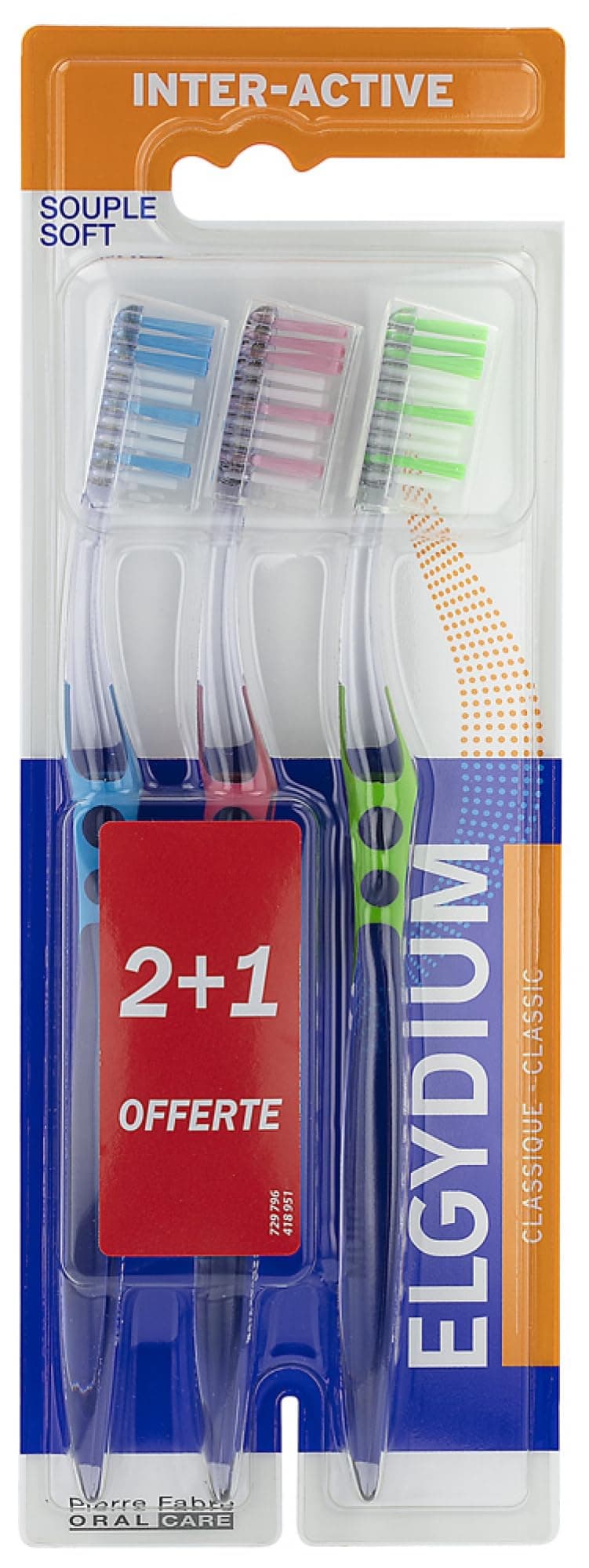 ElgydiumInter-Active Soft Toothbrush 2 Toothbrushes + 1 Free