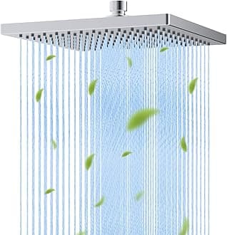 Hibbent cUCPC Certified Metal Showerhead, 10'' High Pressure Rainfall Shower Head, Square Large Bathroom Waterfall Shower Heads, High Flow Fixed Showerheads with Adjustable Brass Ball Joint, Chrome