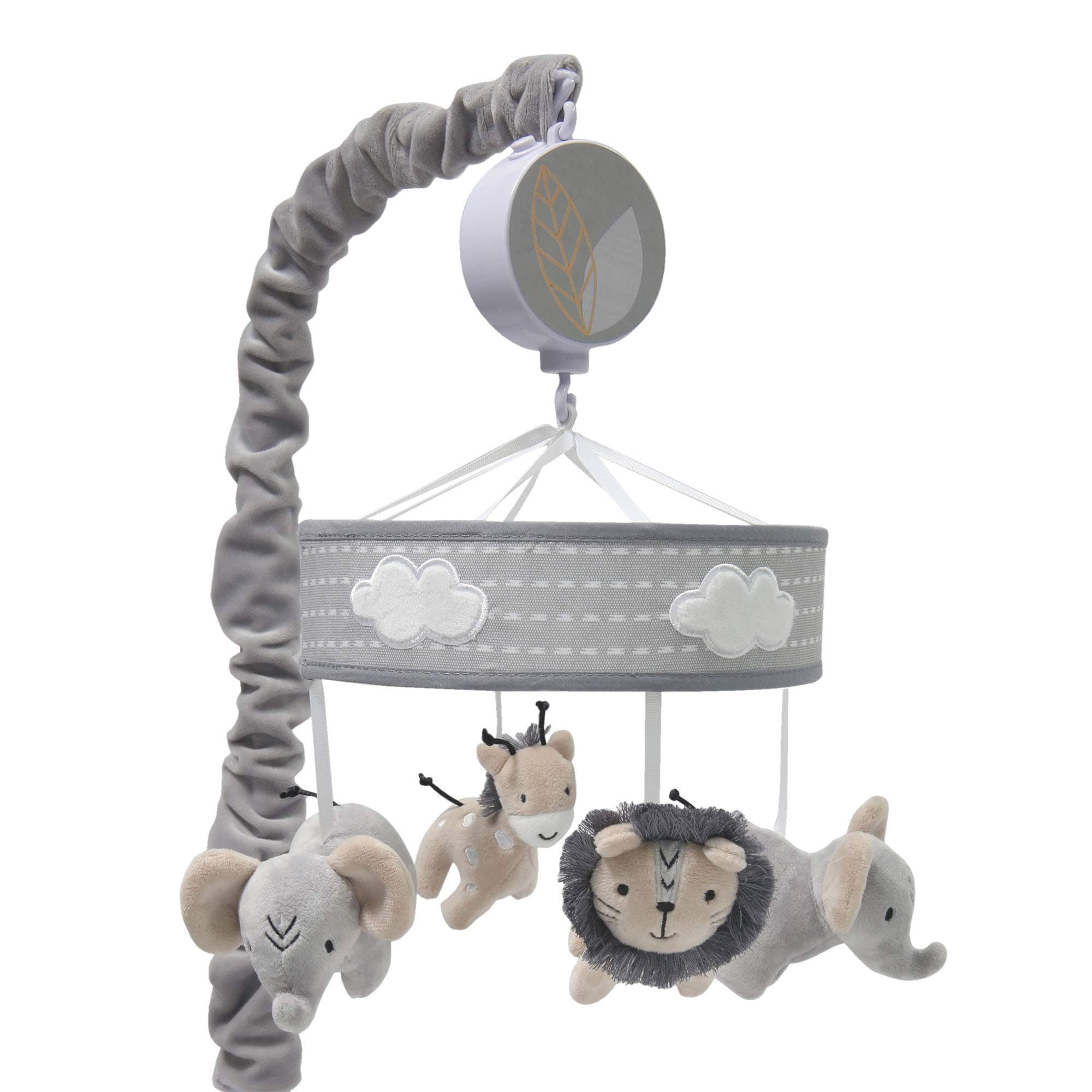 - Lambs & Ivy Jungle Safari Musical Baby Crib Mobile - Gray, Beige, White, Animals