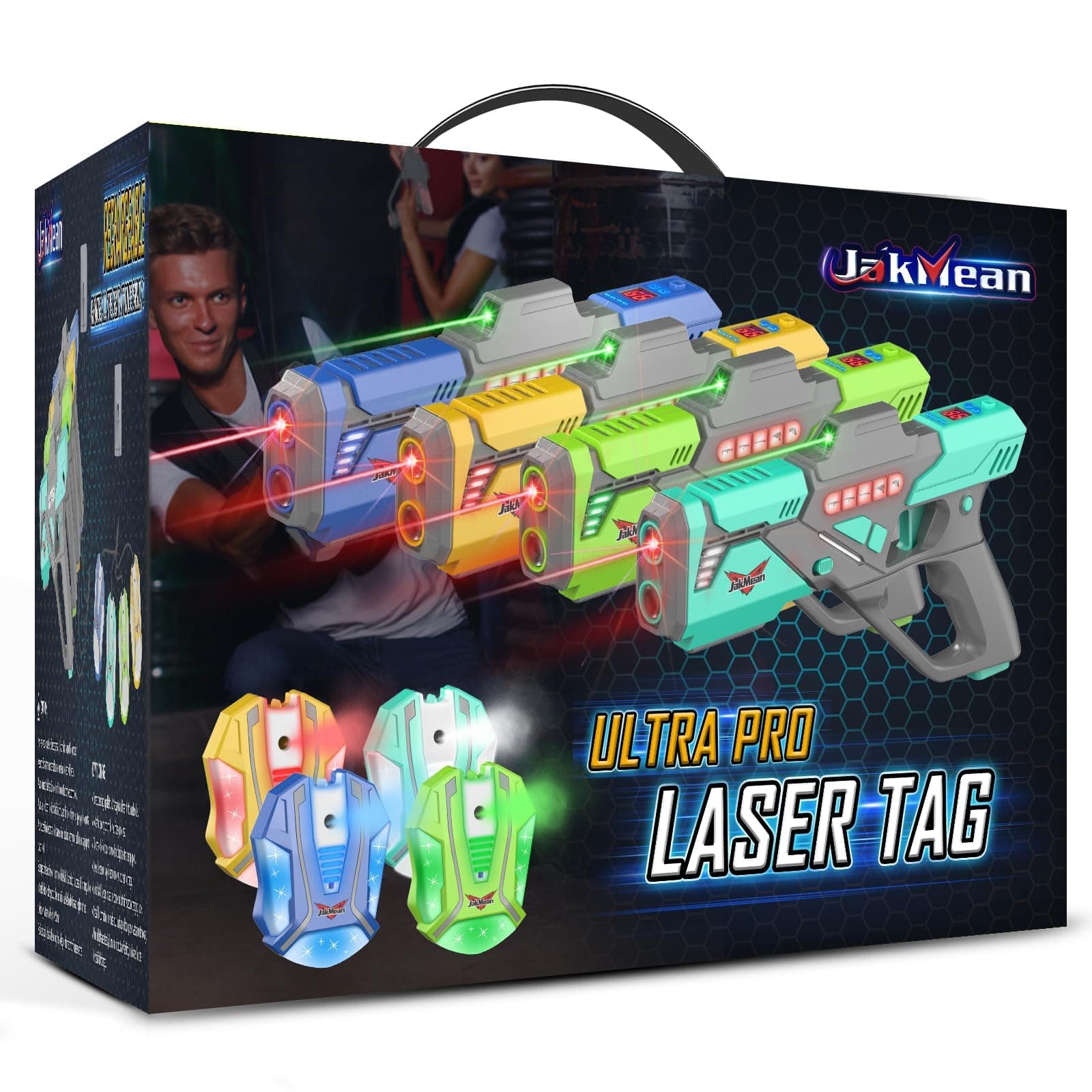 Rechargeable Laser Tag Set with Vests, Upgrade Laser Tag Guns Set of 4 with Mist Spray Effect, Multi Player Toy for Teen Boys & Girls, Indoor&Outdoor Toy Play Game Gift,Ages 8+