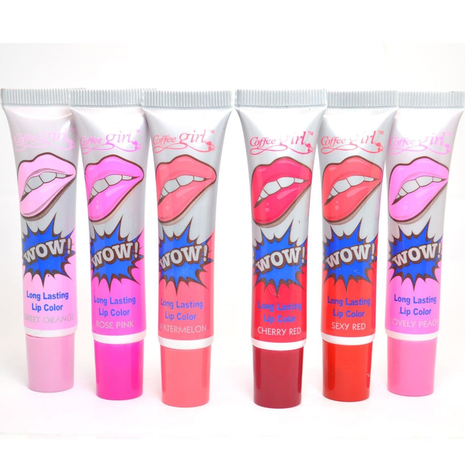 COFFEE GIRL 6 COLOR MAGIC LIP TATTOO PEEL OFF PAINT GLOSS LIPGLOSS + Free ZipBag