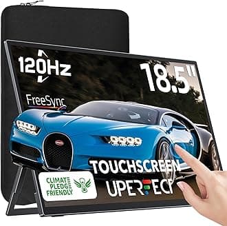 UPERFECT Portable Monitor 18.5-inch 120HZ Touchscreen 100% sRGB w/VESA & Stand 180° Adjustable Ultra-Slim & Lightweight Frameless FHD FreeSync IPS HDR Gaming Display, Travel Second Monitor for Laptop