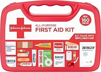 All-Purpose Portable Compact First Aid Kit for Minor Cuts, Scrapes, Sprains & Burns, Perfect for Home, Car, Travel, Camping Essentials & Outdoor Emergency Kit, 160 Piece