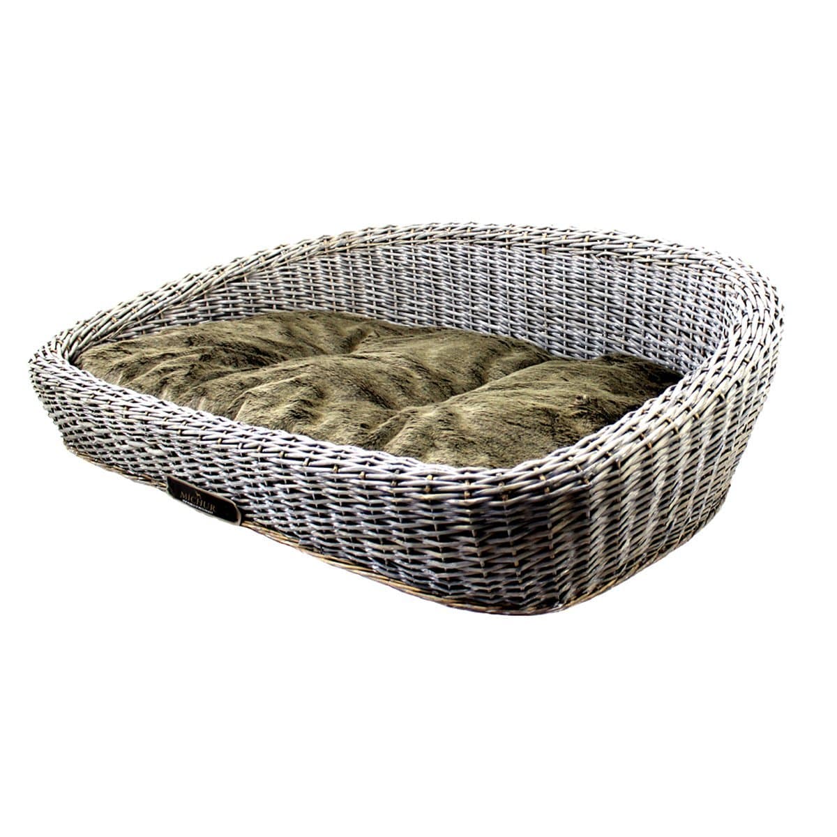 MICHUR SYLT Dog Bed Dog Basket rattan Gray Dog Basket Willow with pillow, Basket for Dogs, LUXURY rattan willow gray, about 31,50"- about 40,16"