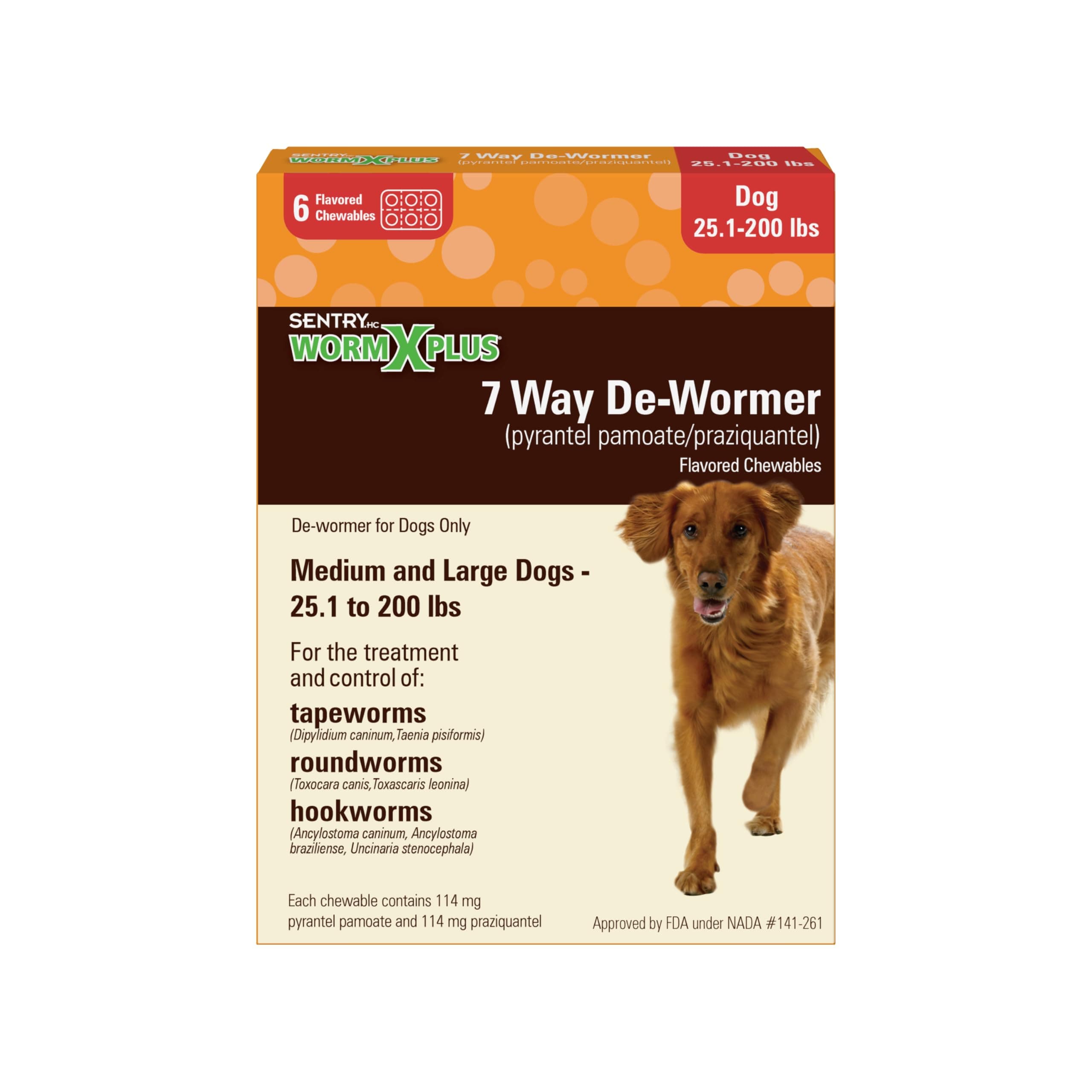 WORM X PLUS Sentry PET Care 7 Way DeWormer Large Dogs (6 Count) Package May Vary