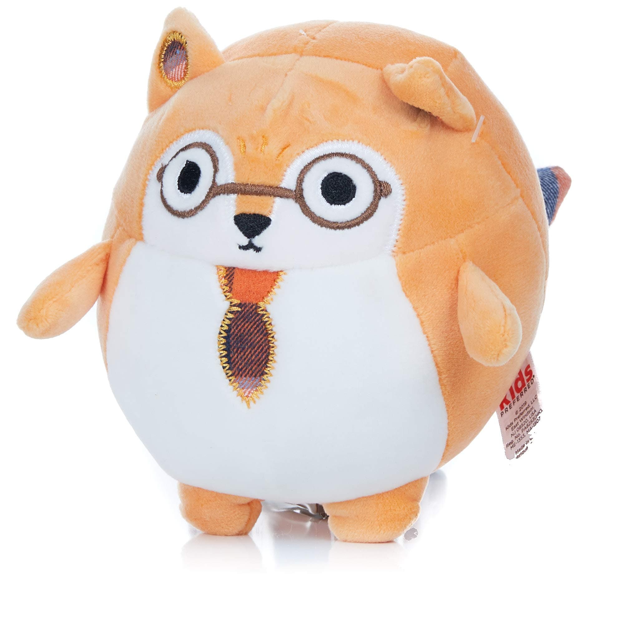 Cuddle Pal - Round Small Fox with Tie - Weston - Stuffed Animal Plush 5"