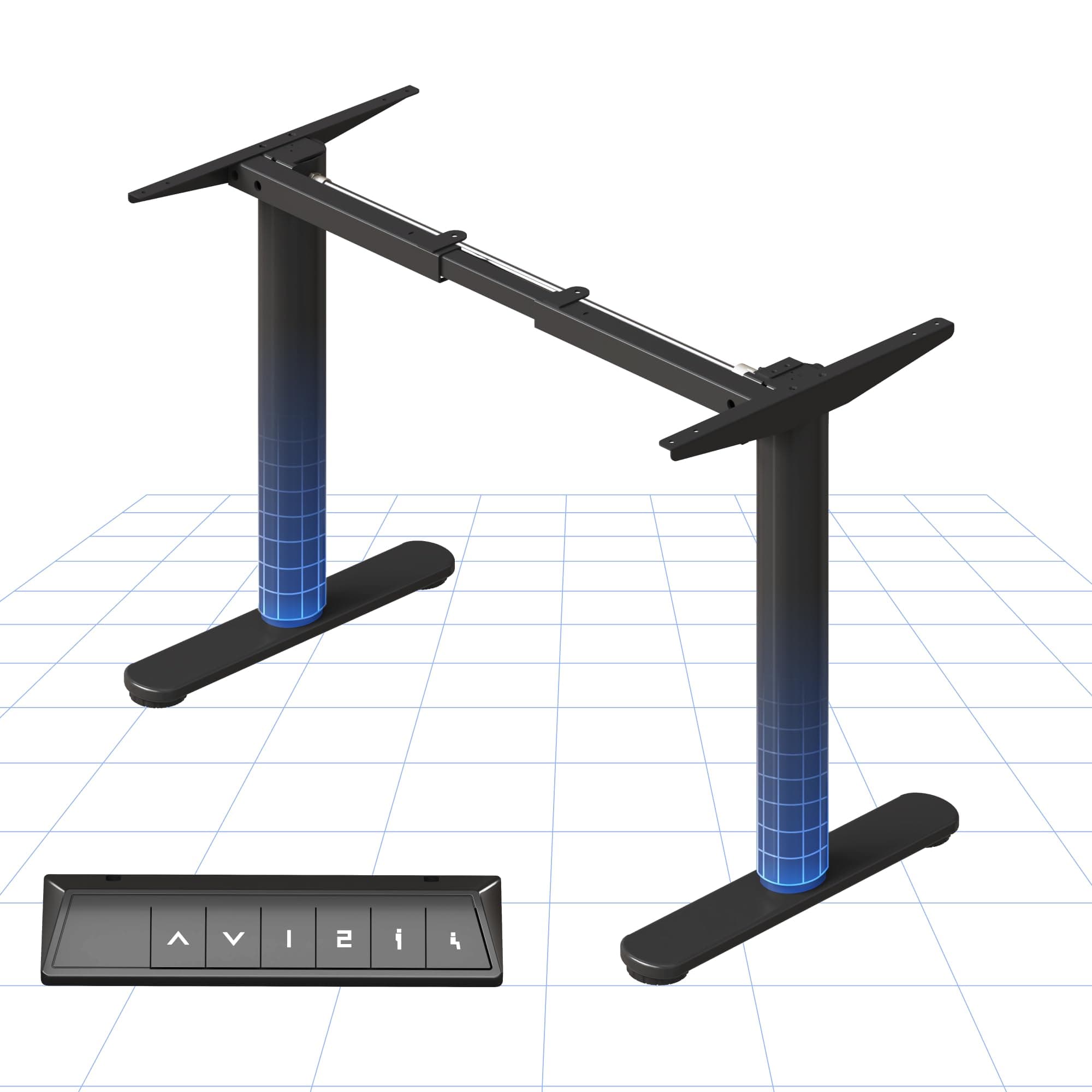 ER1 Electric Standing Desk Frame with Round Legs, Height Adjustable Sit-Stand with Memory Control Panel and Anti-Collision System, Black