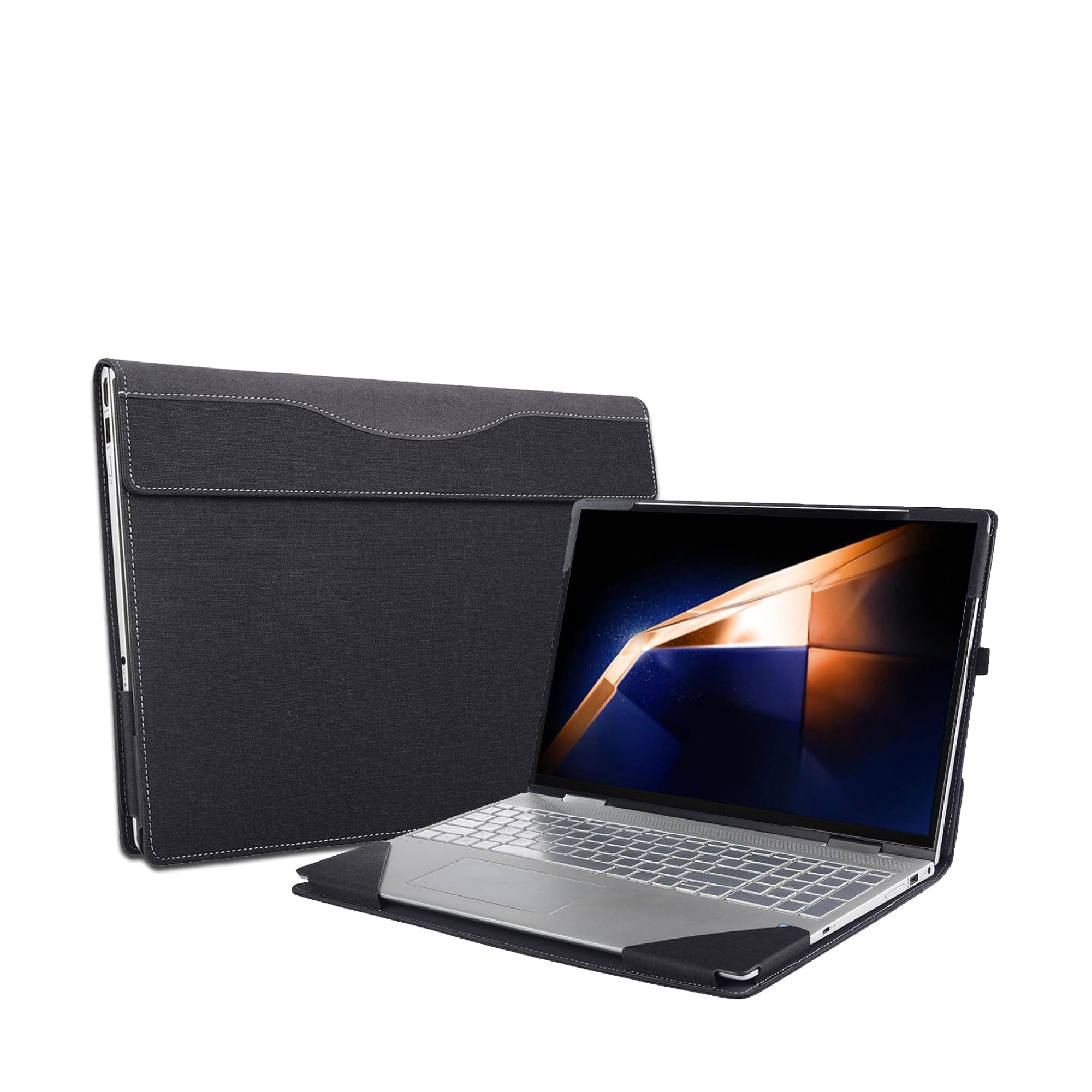 Laptop Case Cover for 2024 Newest 16'' Samsung Galaxy Book 4/5 Pro 360 & Samsung Galaxy Book4 Ultra & Samsung Galaxy Book4 Pro,2 in 1 PU Leather Protective Bag Sleeve with Pen Holder (Dark Grey)