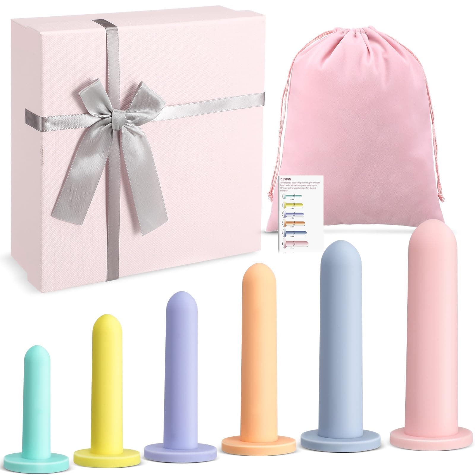 Geiserailie 6 Pcs Silicone Fitness and Exerciser Set for Kegel Exercises with Storage Bag and Box, 6 Different Sizes