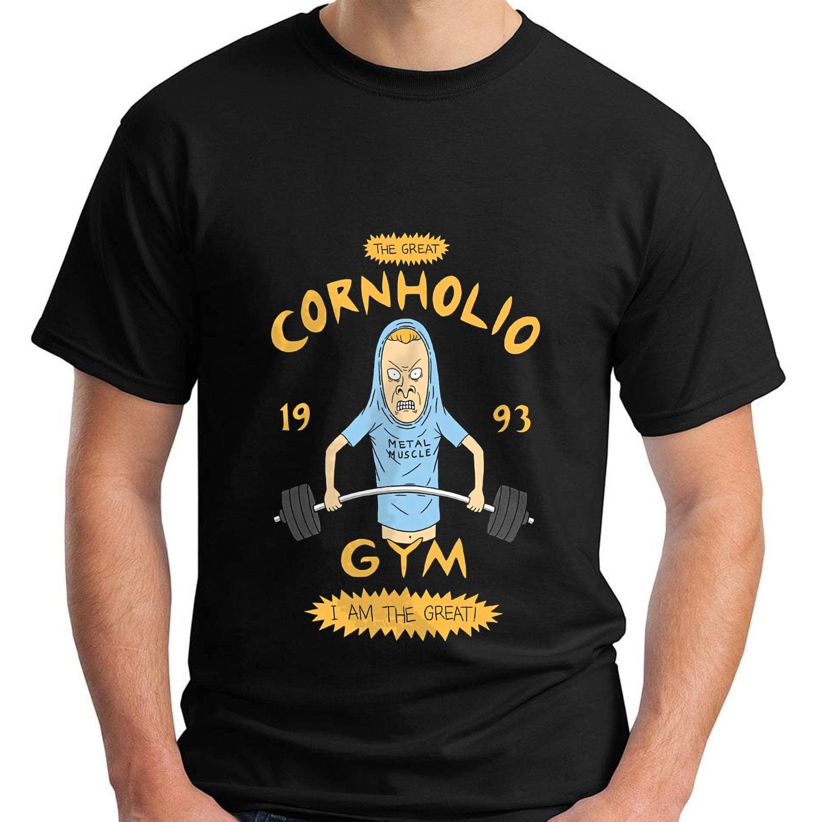 Beavis and Butthead Cornholio Gym - I Am The Great Funny Men's Black T-Shirt Men's Fashion Crew Neck Short Sleeves Cotton Tops Clothing